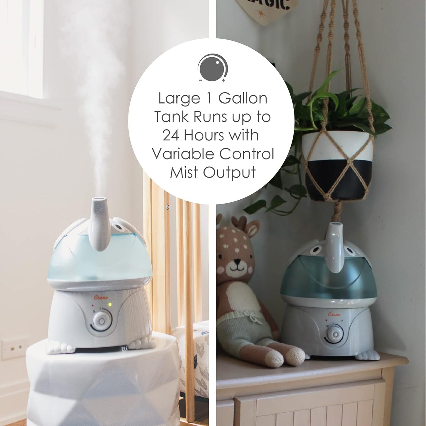 Crane Cute Animal Humidifier for Kids Bedroom and Nursery, Ultrasonic Cool Mist, 1 Gallon, Auto Shut Off, Cool Mist Humidifier