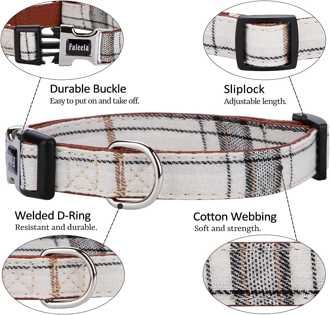 Faleela Soft &Comfy Bowtie Dog Collar,Detachable and Adjustable Bow Tie Collar,for Small Medium Large Pet (S, Beige)
