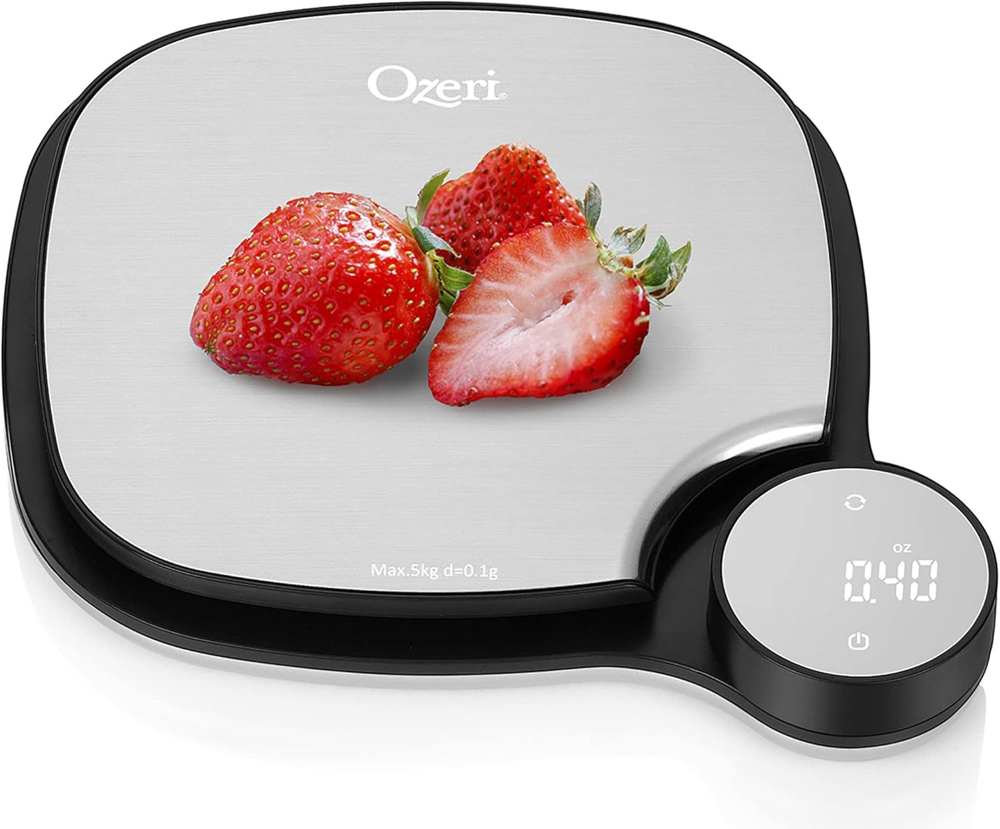 Ozeri Stainless Steel Kitchen Scale, 0.1 g (0.01 oz) Weighing Technology, Black