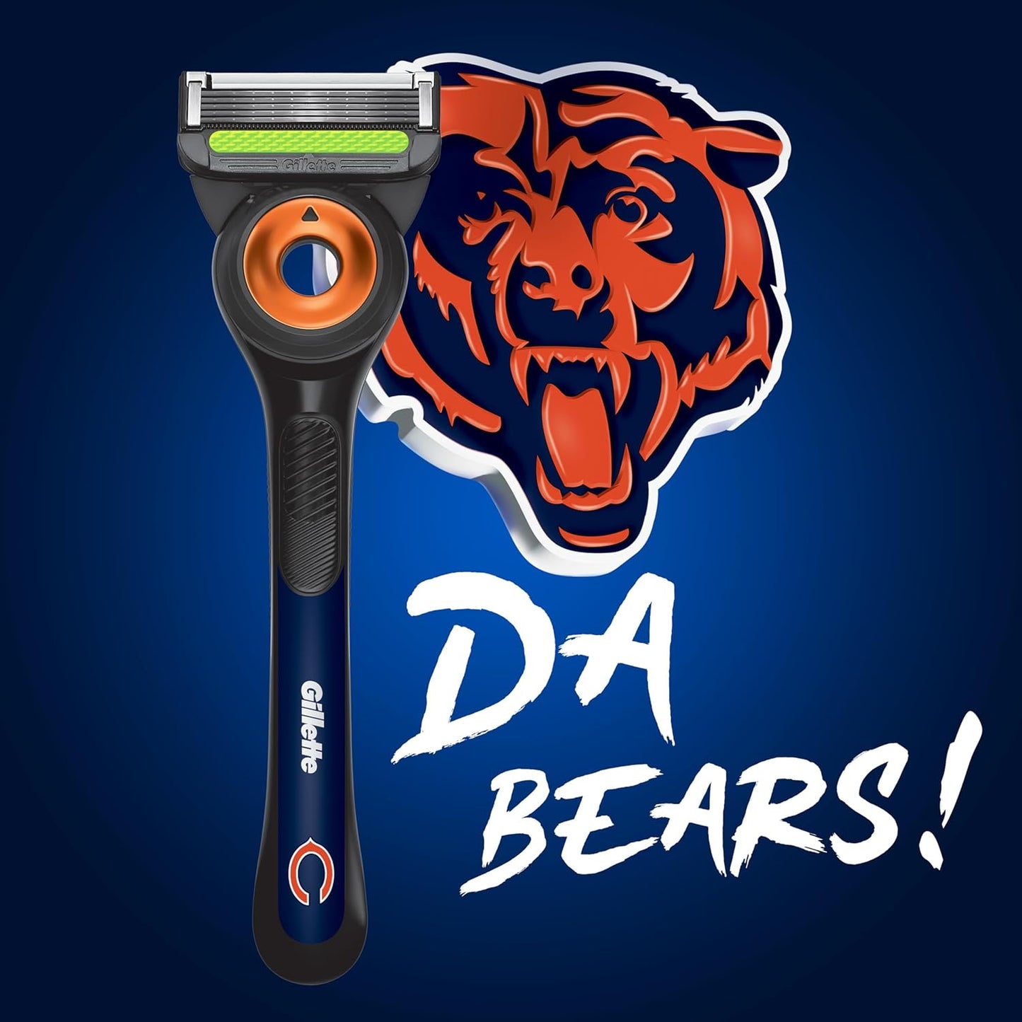 Gillette Labs Special NFL Bears Edition Shaving Razor for Men - 1 Handle, 4 Razor Blade Refills & Magnetic Stand, GilletteLabs with Exfoliating Bar