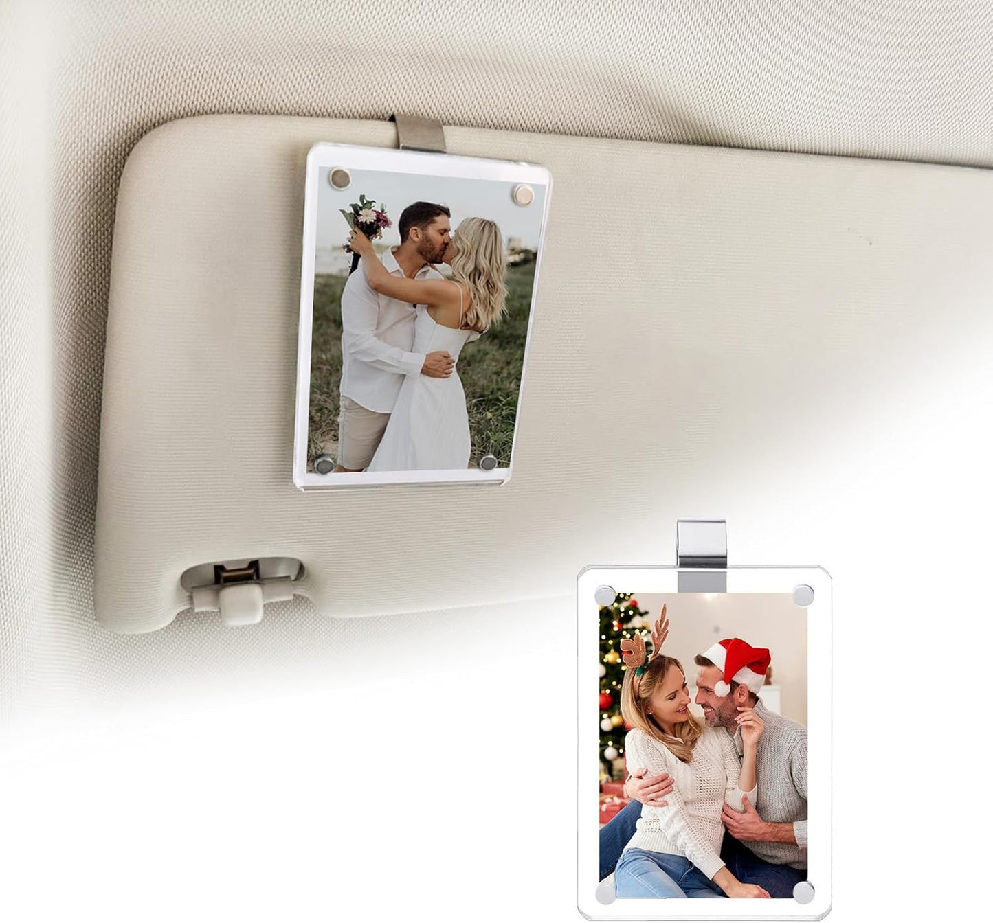Gift for Boyfriend Husband Girlfriend Car Decorations Interior Picture Holder, Car Visor Photo Clip Magnetic Frame Valentine's Day Personalized Photo Gifts Cute Car Decor Accessories 3.5 x 2.4 inch (1 PC)