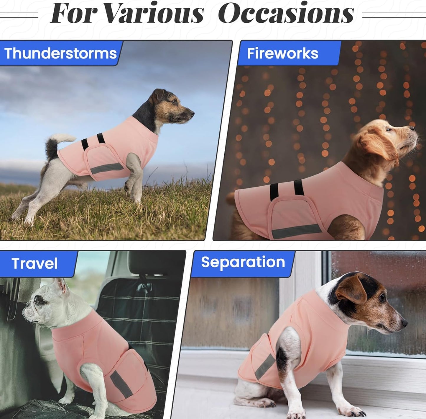 MIGOHI Dog Anxiety Relief Coat,Comfort Anxiety Vest for Dogs,Adjustable Dog Anxiety Calming Wrap for Fireworks,Thunderstorm,Travel,Separation,Anxiety Jacket for Medium Dogs,M,Pink