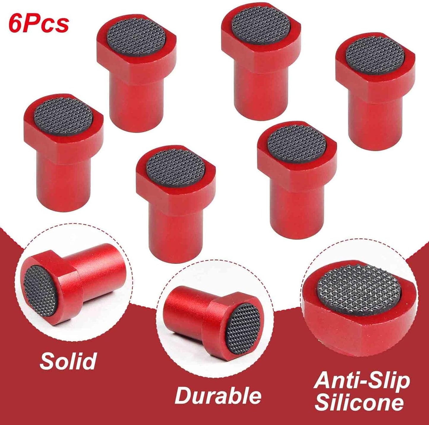 6 Pack Bench Dogs Bench Dog Clamp - Essential Accessories for 3/4 Inch (19mm) Workbench Dog Holes with Non-Slip Pads & Durable Aluminum Alloy MFT Stops