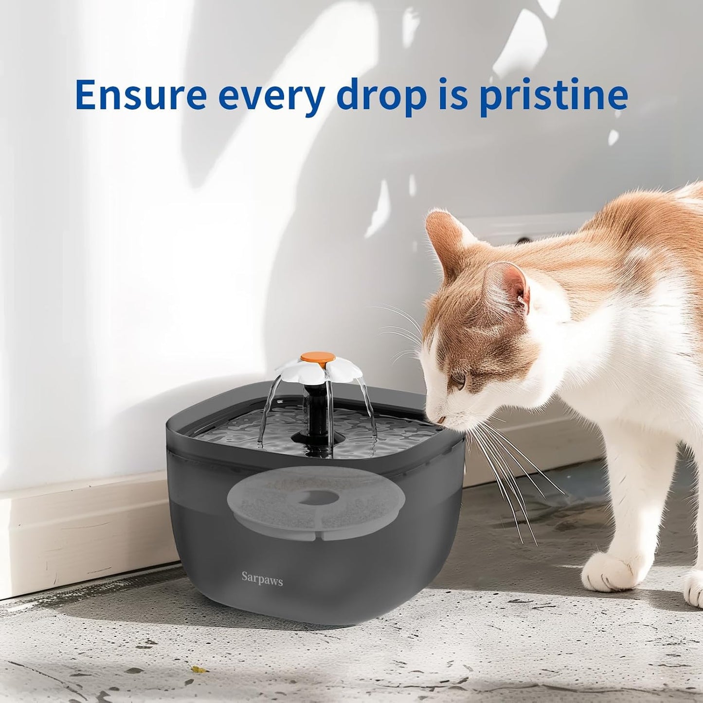 8 Pack Replacement Filters & 8 Pack Pre-Filter Sponges Set – Official Replacement Filters for Sarpaws Cat Drinking Water Fountains Dog Water Dispenser-FW1