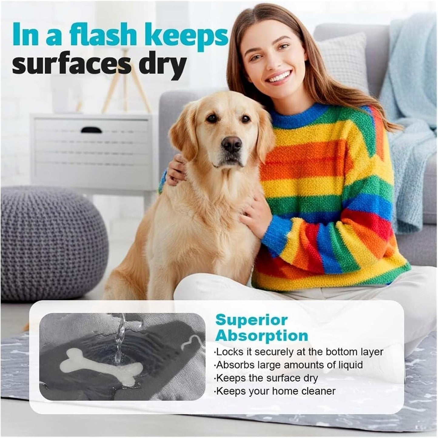 Puppy Pads for Dogs, 2026 New Washable Puppy Pads with Pheromones, Pee Pads for Dogs & Cats, Durable Leak-Proof Pet Training Pads for Home & Travel, Reusable(Gray,27.6" x 31.5")