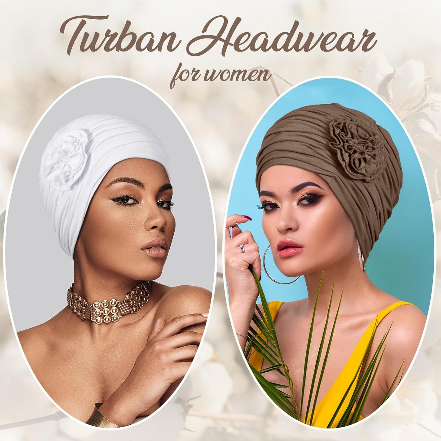 JenPen 4 Pcs Cotton Chemo Headwear for Women Turban Soft Cancer Head Scarf Hats Beanie Elastic Hair Wraps