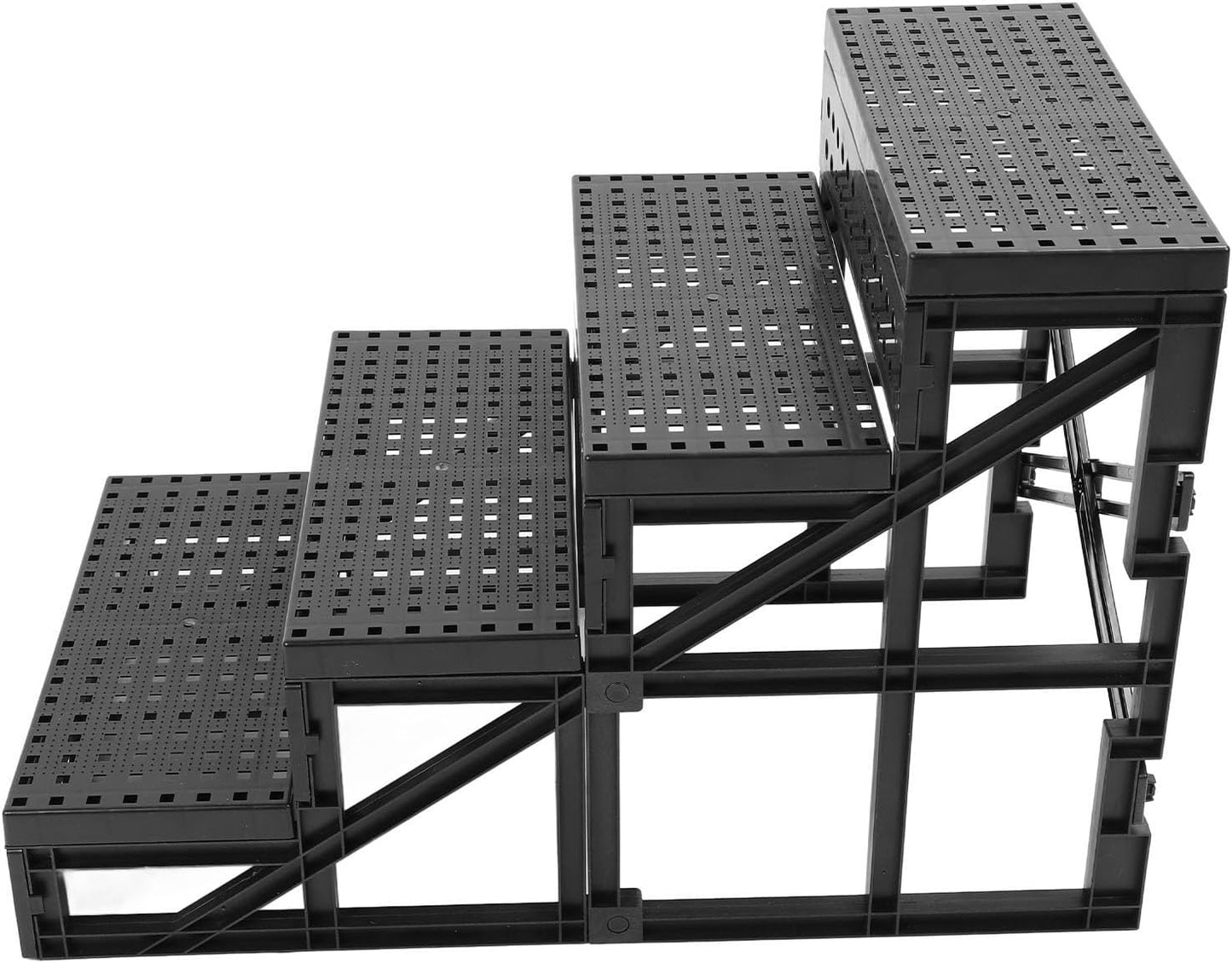 Dog Stairs for Small Dogs, Foldable Nonslip Dog Steps with 4 Step Design, Adjustable Height Pet Steps for Small Dogs and Cats, Dog Ramp Ladder for High Bed and Couch, 60x40x35cm