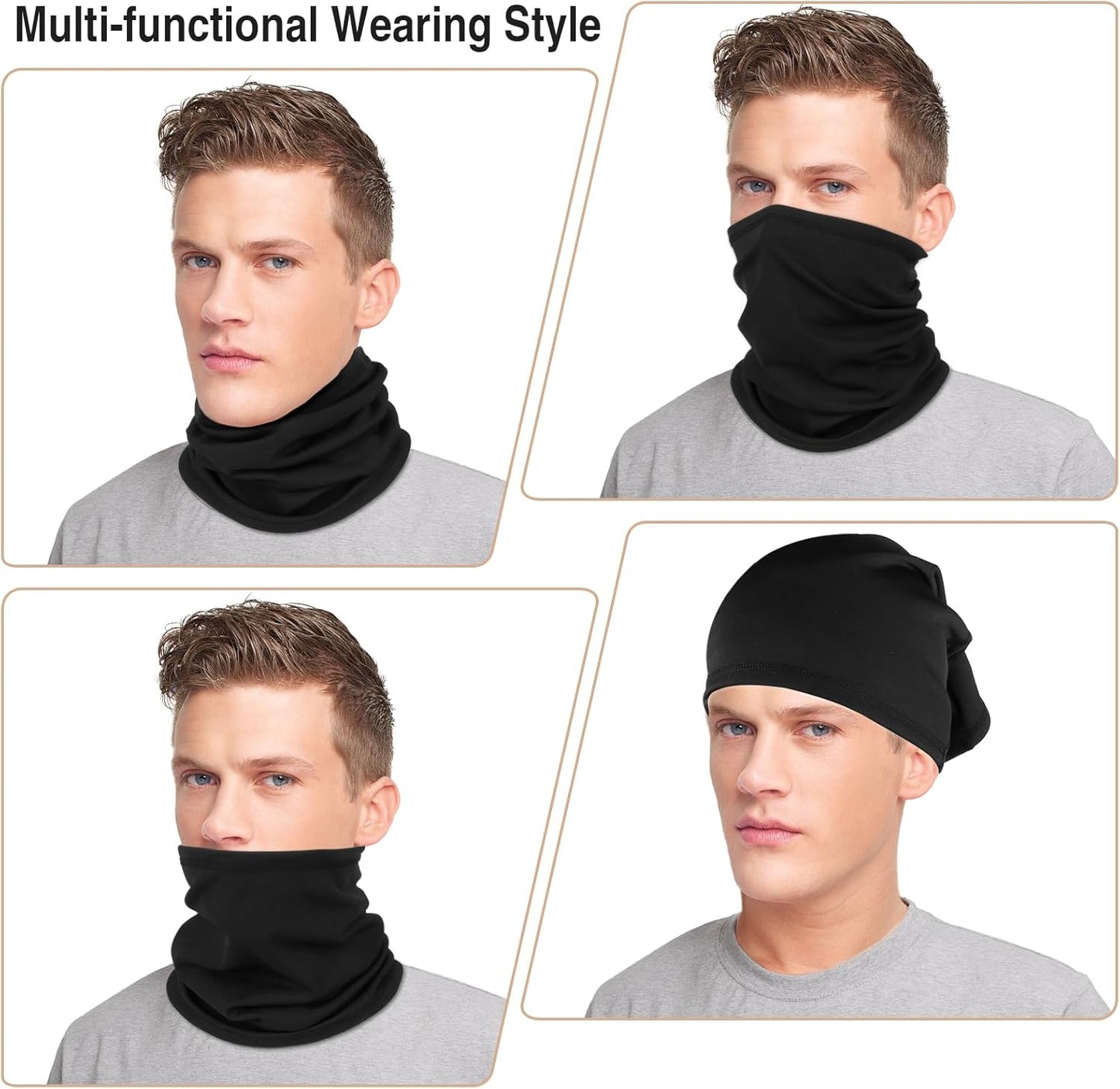 2 Pack Winter Neck Gaiter Warmer for Men&Women,Windproof Face Cover Fleece Face Mask Scarf for Cold Weather Sport
