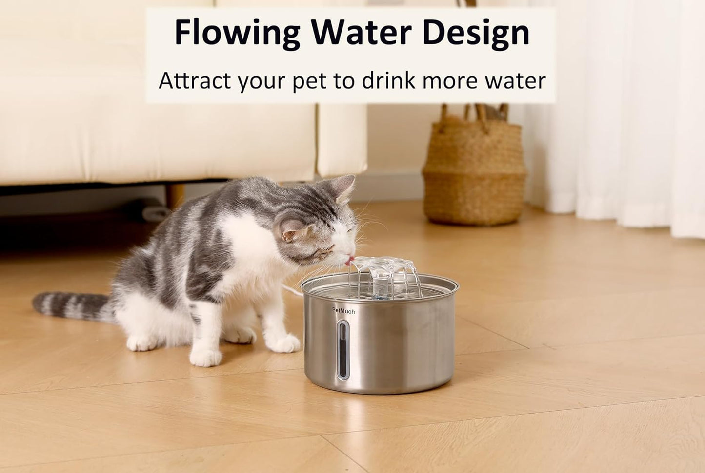 Cat Water Fountain Stainless Steel, 102oz/3L Automatic Pet Water Fountain with 6 Replacement Filters & 6 Pre-Filter Sponges for Cats, Dogs (Cat Fountain + 6 Filters + 6 Sponges)