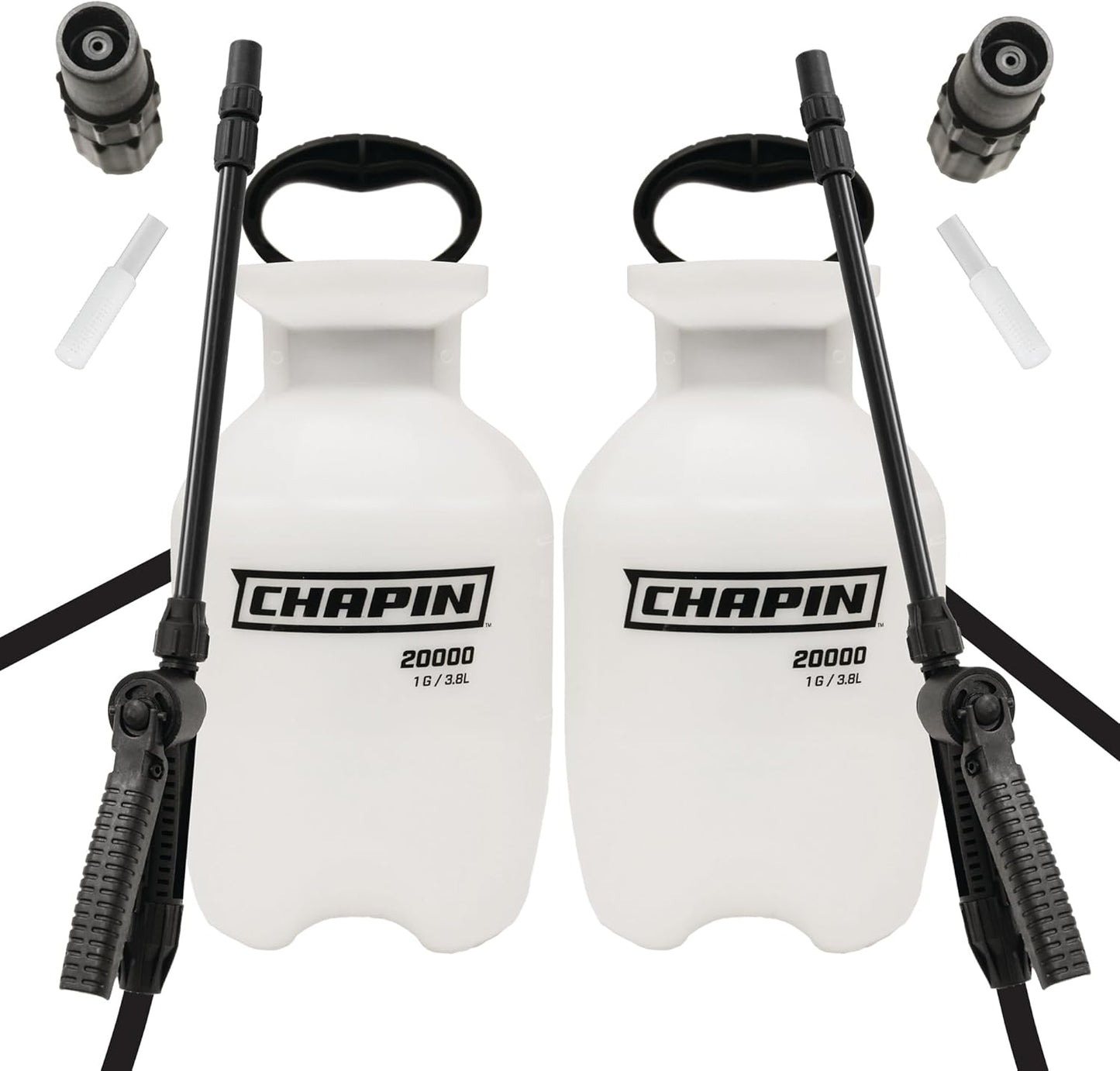 Chapin 22000 Pump Sprayer, 1-Gallon Translucent Tank with an Easy Fill Funnel-Top Opening, Adjustable Cone Nozzle & 34" Long Reach Hose, Used for Fertilizer, Pesticides, Weeds & Pests 2 Pack