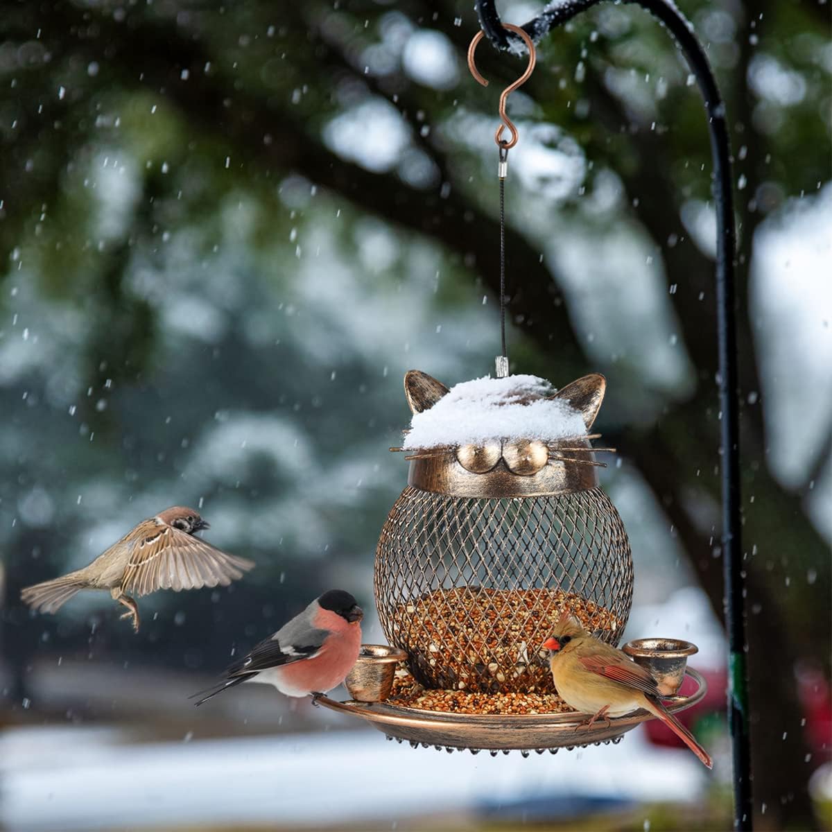 Bird Feeders for Outdoors, Heavy Duty Metal Wild Bird Feeder, Finch Bird Feeder Sparrow Birdfeeder for Garden Yard Hanging Decor