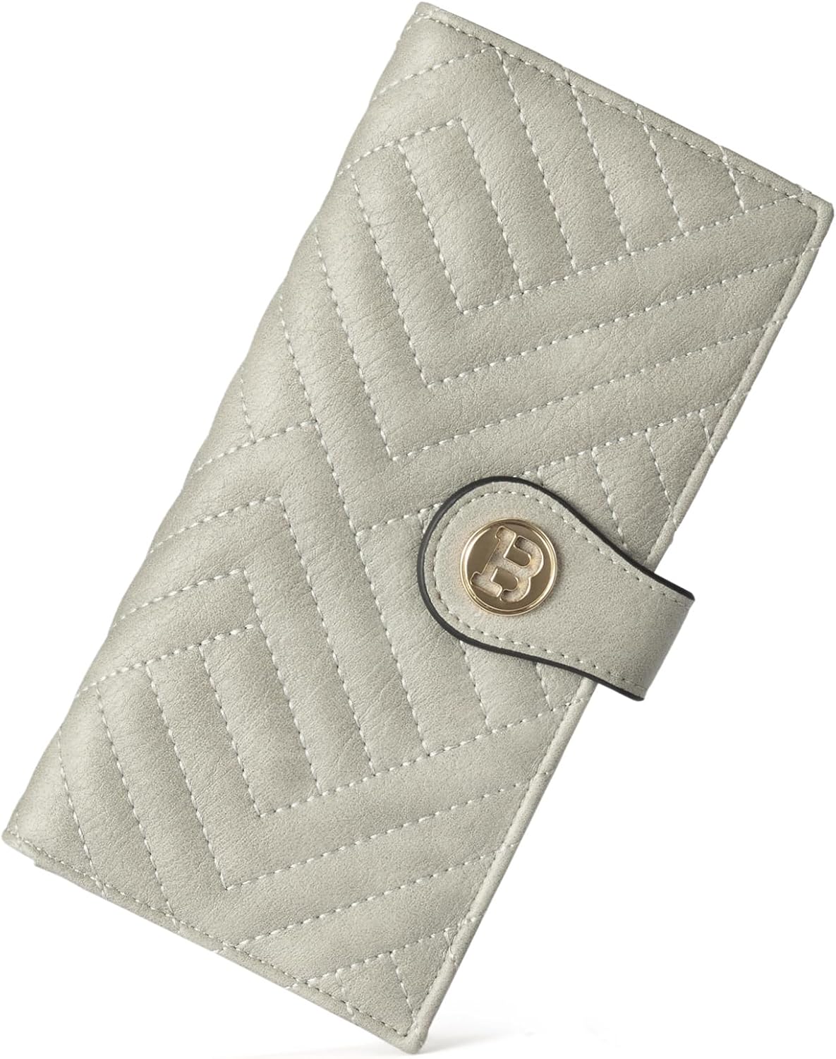 BOSTANTEN Slim Wallet Women Leather RFID Blocking Credit Card Holder Bifold Thin Wallet with Zipper Pocket Cloud Gray