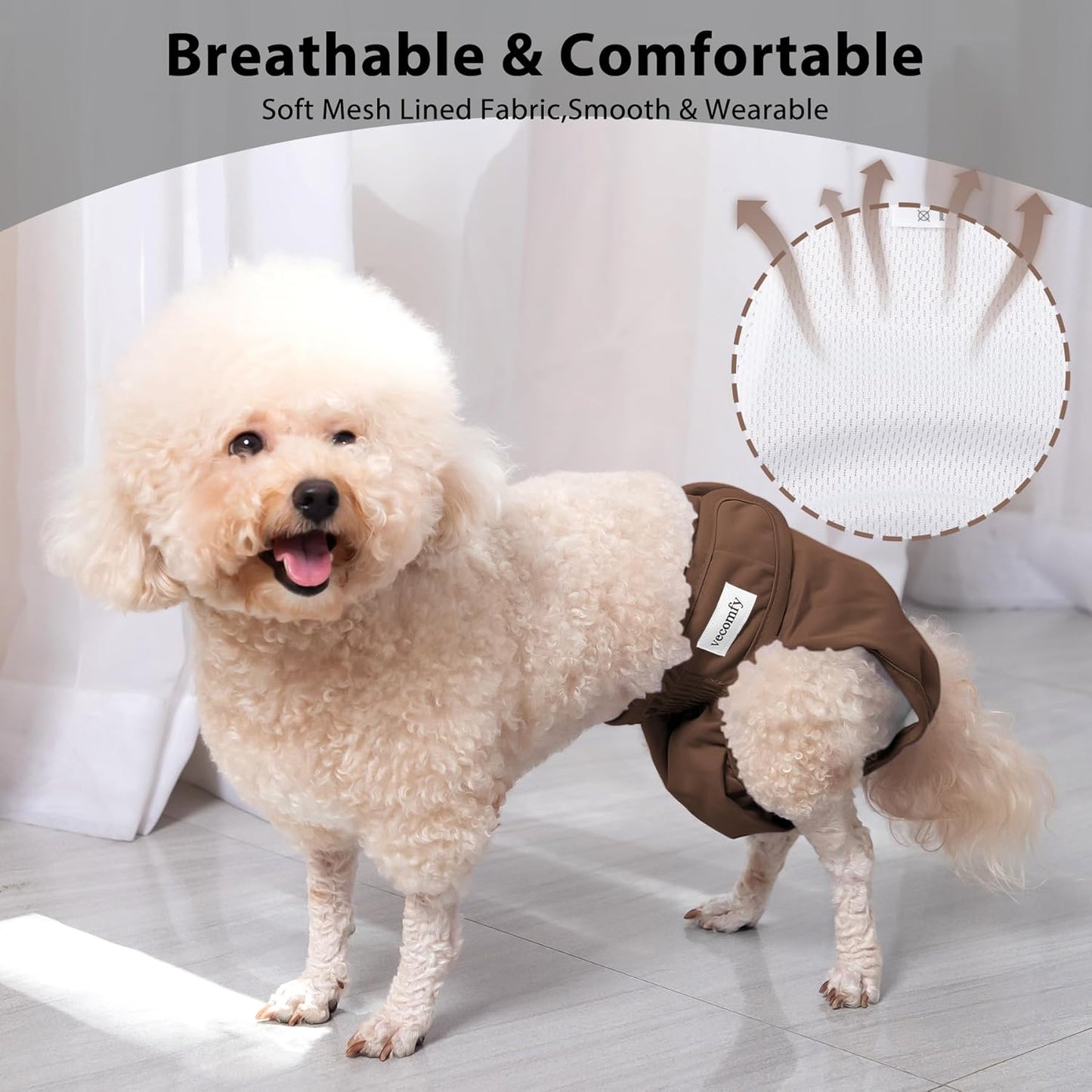 Reusable Female Dog Diapers for Medium Dogs,(4 Pack) Easy Absorbent Large Doggie Diapers for Peeing,in Heat,Doggie Period Panties,Dark Colors,L