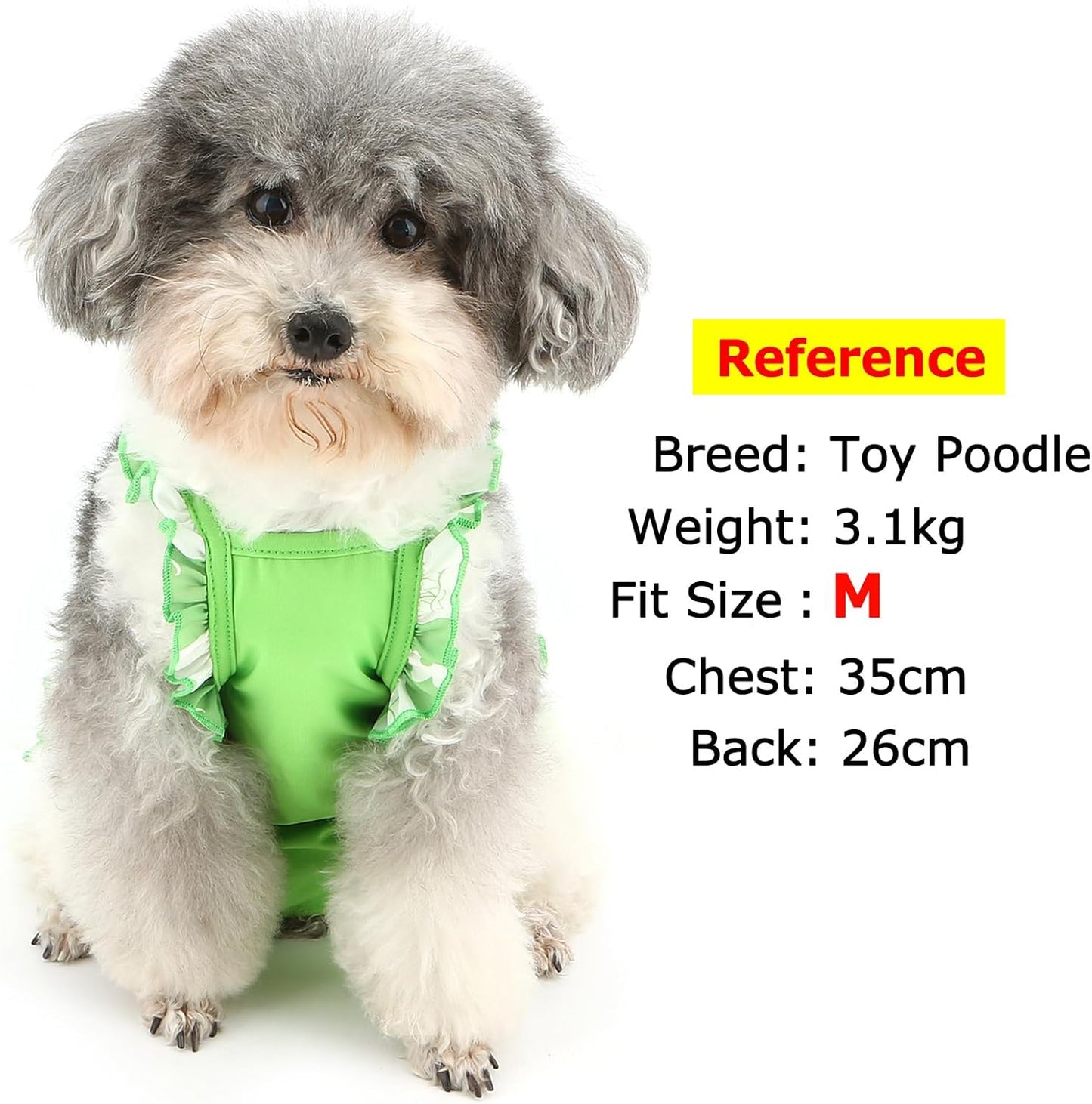 Zunea Washable Female Small Dog Diapers for XS/S Size Dogs Adjustable Suspender Reusable Puppy Sanitary Diaper Pantie Cute Love Print Nappies Skirt for Doggy Chihuahua Yorkie in Heat Green M