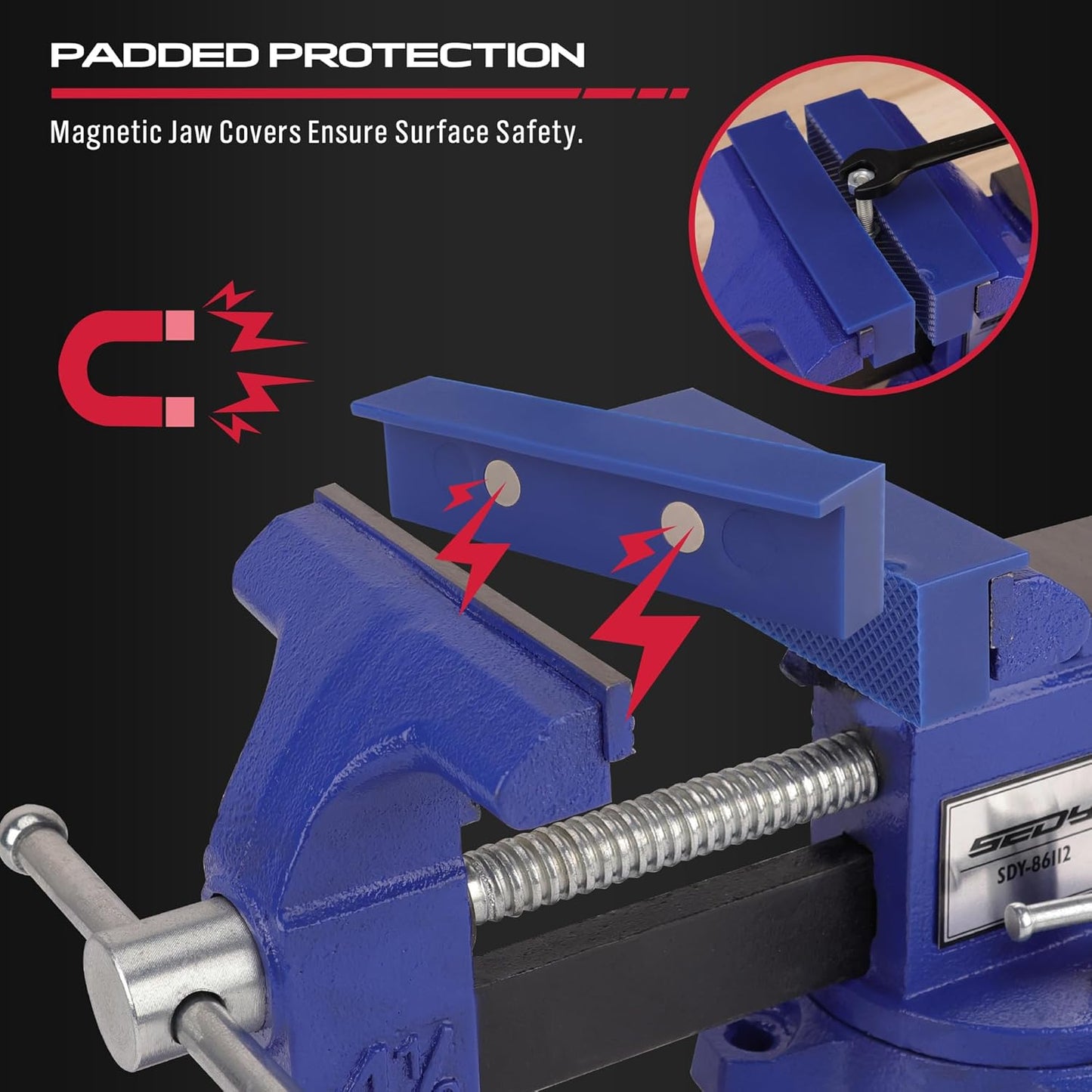 Heavy Duty Bench Vise 4.5 Inch: Table Clamp Woodworking Vice Press Drill Tools Workbench Wood Metal Pipe Work Shop Block Swivel Slide Cross Welding Machine Kit Milling Grip Precision Magnetic Jaw Pad