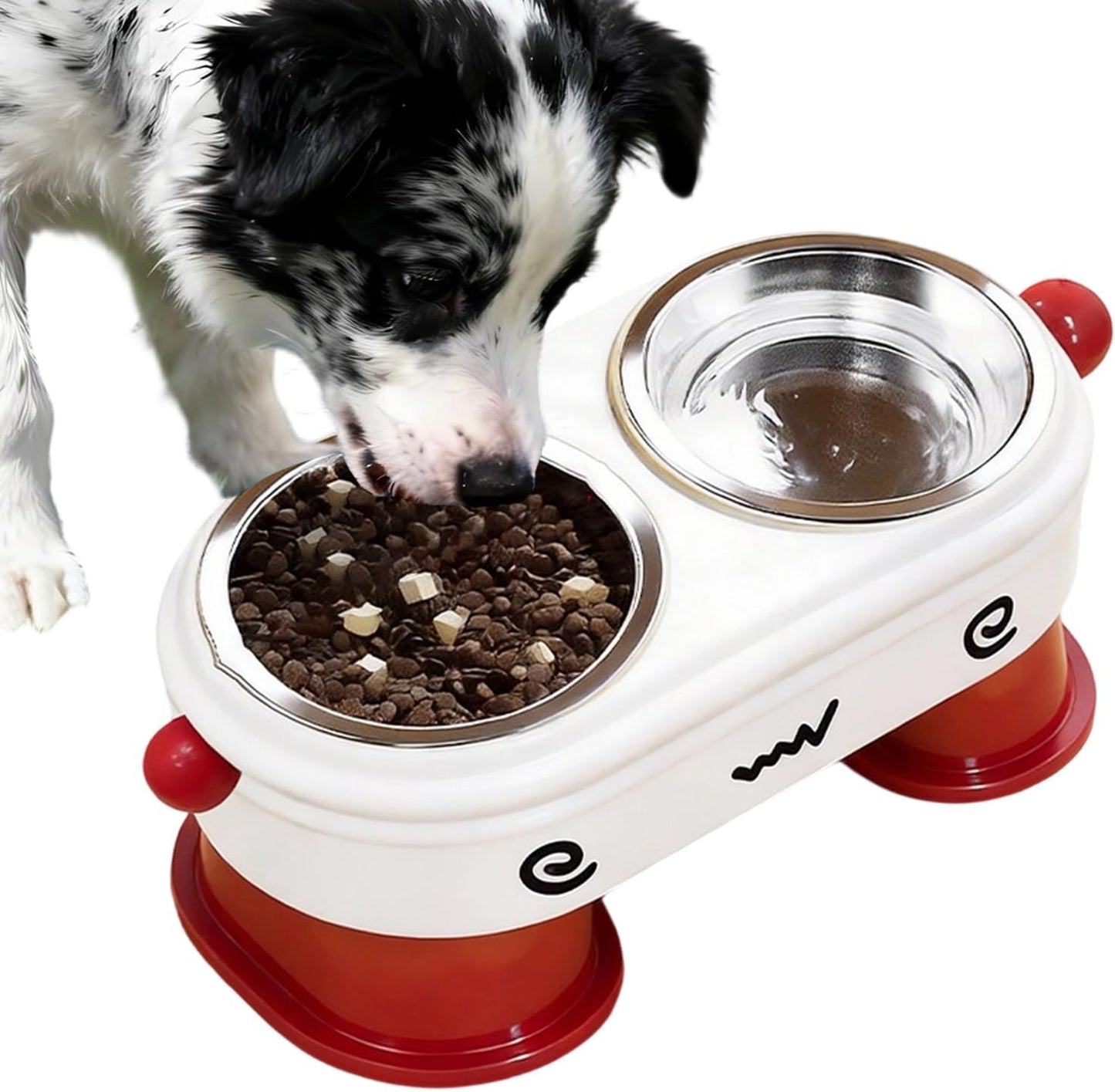Elevated Dog Bowls, 2 in 1 Anti Slip Feeder, Tilted Pet Dish with Stand, Stainless Steel Feeding Bowl, Pet Feeder with Adjustable Height, Dog Bowl for Puppy Cat Kitten Small Pets Indoor Outdoor