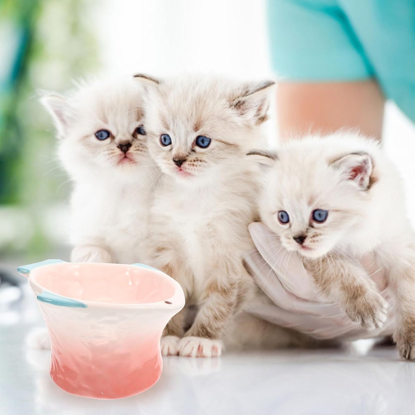 FAVOMOTO Protective Raised Cat Food Dish Tilted Pink Fish-Shaped Decorative Pet Feeder Household Food Bowl for Cat Feeding