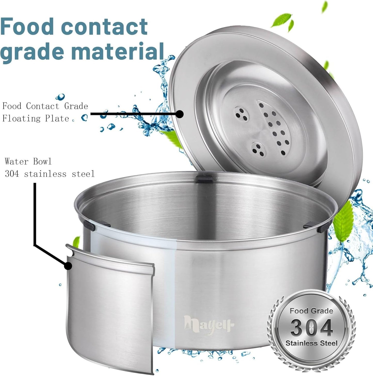 Stainless Steel Dog Water Bowl No Spill, 101oz/3L Large Capacity Pet Water Dispenser with Floating Disk, Non-Slip Slow Drink Feeder for Cat, Anti-Gulping & Splash Proof for Travel, Car Home