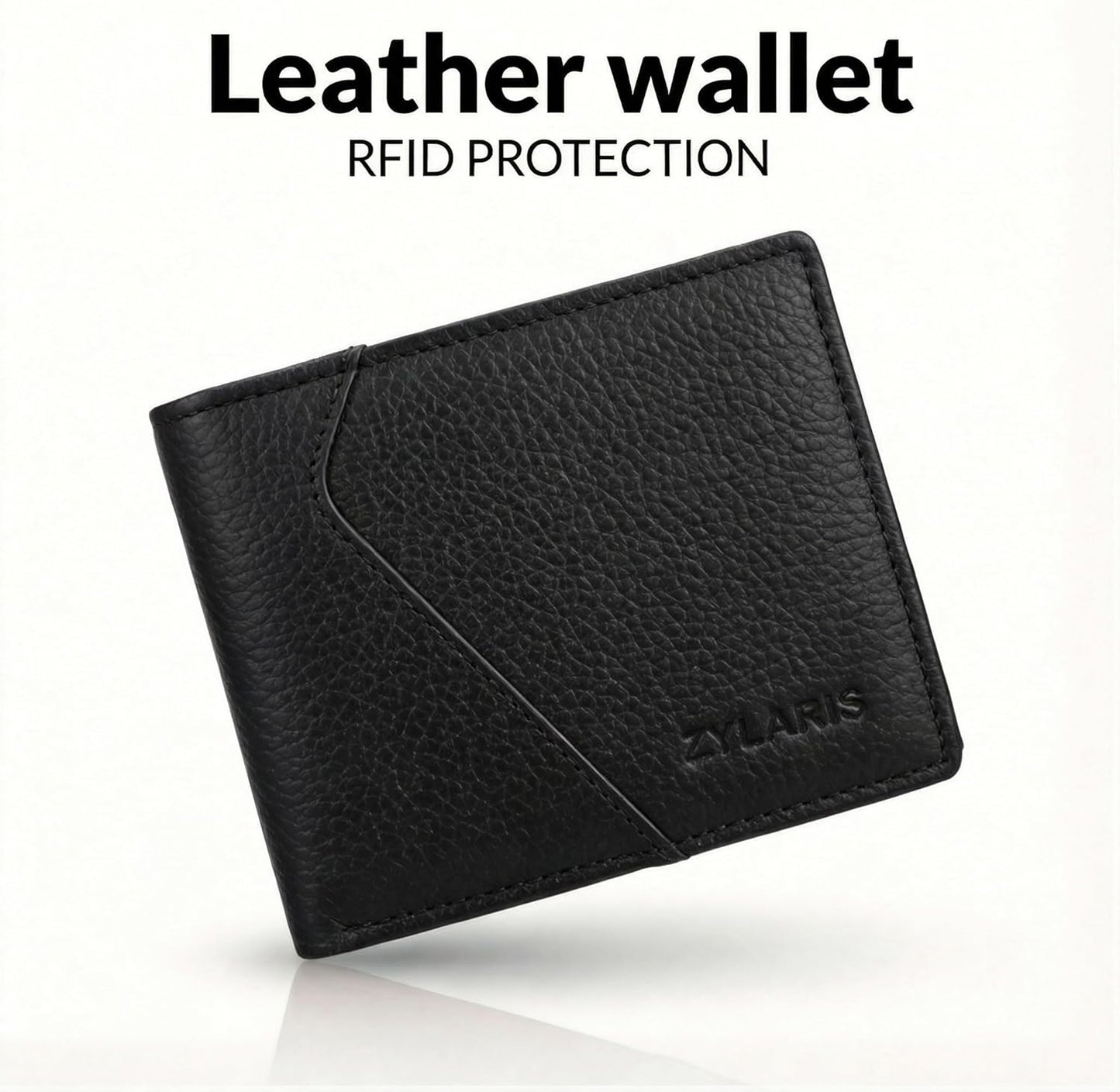Soft leather Wallet Men,Classic Bifold Wallet, RFID Blocking, 7 Card Slots, Multiple Compartments, It is equipped with 1 coin pocket. (Jet Black)