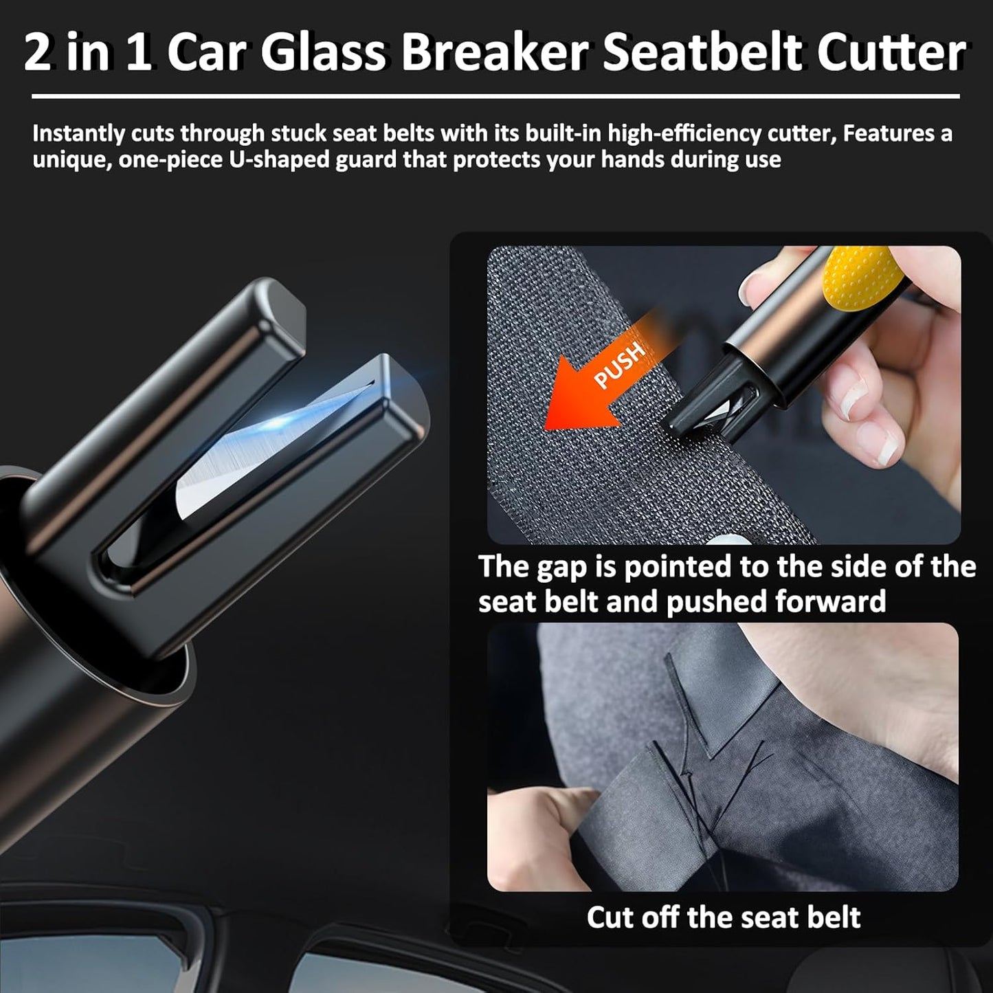 Safehammer - 2026 Upgraded Safe Hammer Glass Breaker Under Water, Car Hammer Seatbelt Cutter Window Breaker Emergency Escape Tool, Safehammer Glass Breaker for New Cars (3PCS)