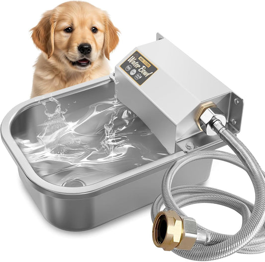 PETTEN Automatic Water Dispenser for Dogs,3L/1Gal Stainless Steel Water Bowl Dispenser Kit, Auto-Filling Fresh Water for Pets/Livestock, Fits GHT Male 3/4" Faucet.