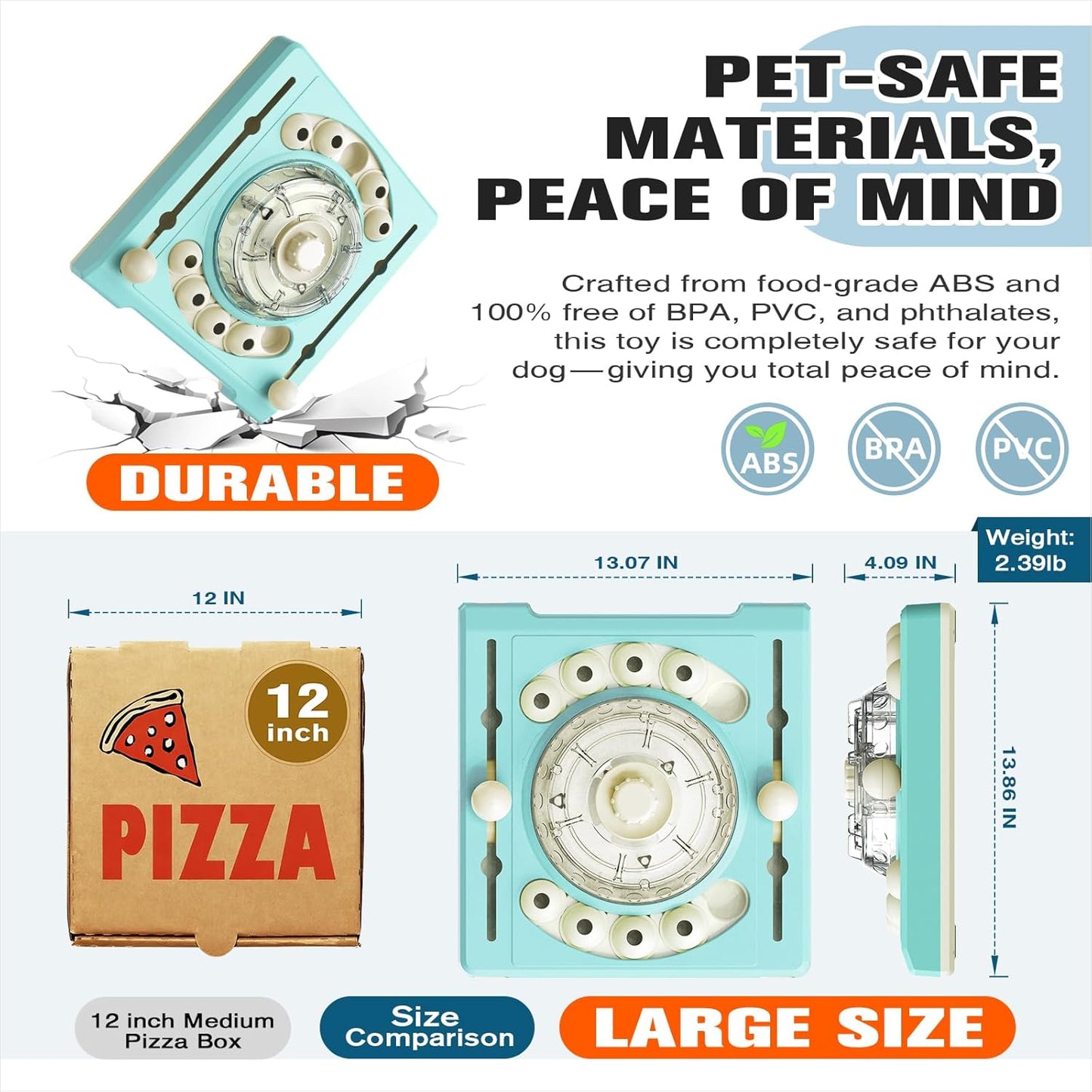 KADTC 2 Levels of Challenge Dog Puzzle Feeder Toy U.S. Brand - Design Spin-to-Release Treat Food Dispenser for Small Medium Large Dogs Boredom Buster Mental Stimulation Enrichment Slow Feeding Toys