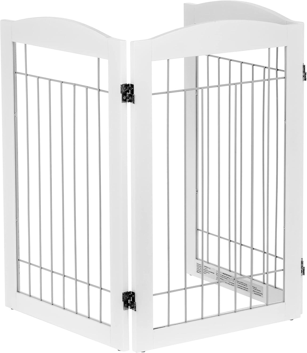 Spirich Freestanding Wire Pet Gate for Dogs, Tall Dog Gate for The Houes, Doorway, Stairs, Pet Puppy Safety Gate with Sliver Wire 60 Inches Extra Wide, 30 Inches Tall, 3 Panels, White