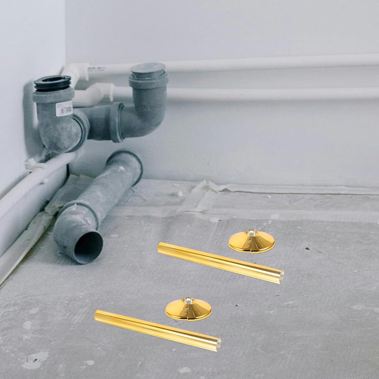 ARTIBETTER 2 Sets Golden Pvc Pipe Covers Radiator Pipe Sleeve Escutcheon Plate for 15Mm, Decorative Tube Covers for Plumbing Supply, Easy Installation for Home and Office