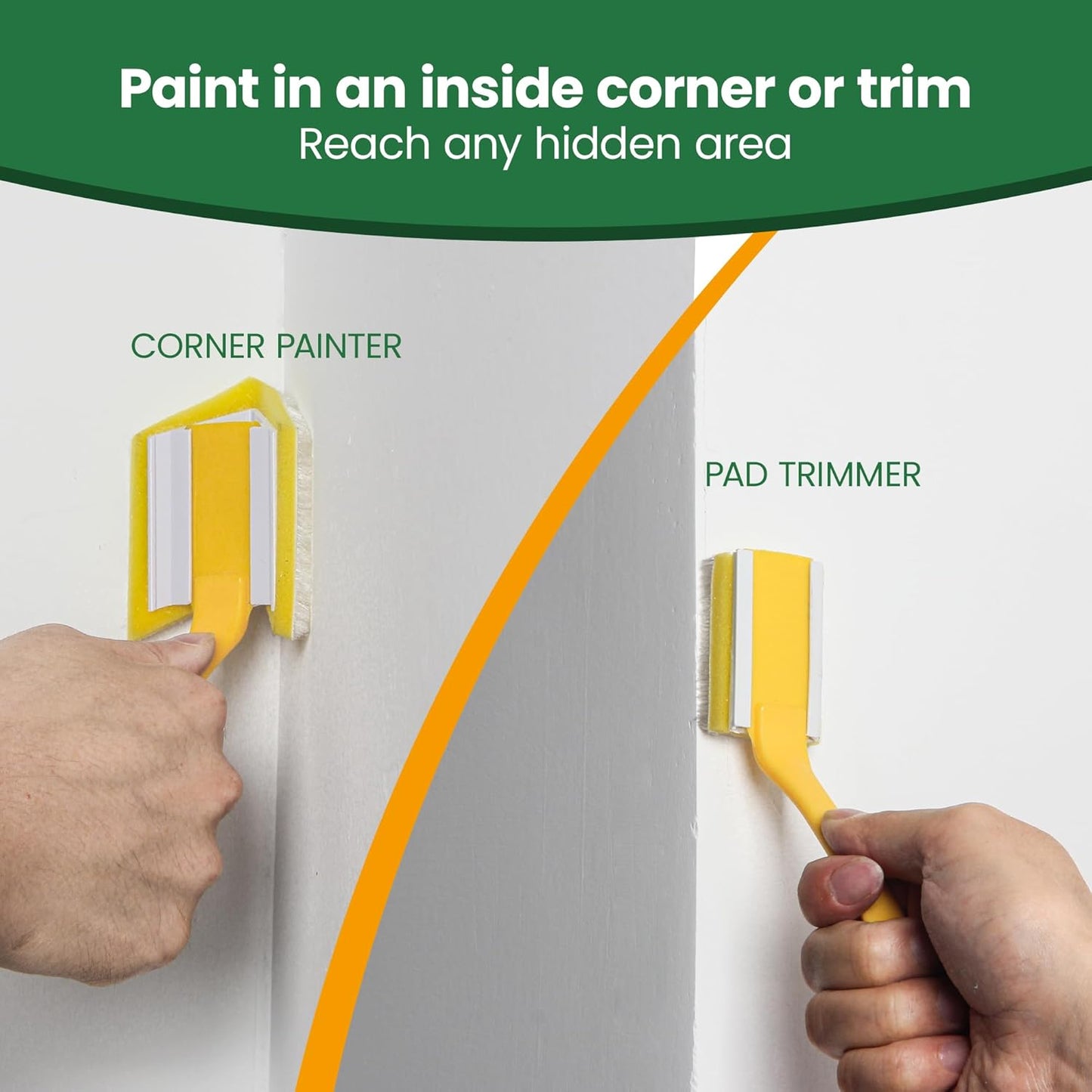 VOOMEY Paint Edger Tool Kit, 9 Inch Paint Pad Set, 7 PCS Paint Edger with Trim, Touch-Up Pad,Corner Wall and Ceiling Pad Painter,360° Rotation Handle Paint Edger Trimmer with Refill Pads