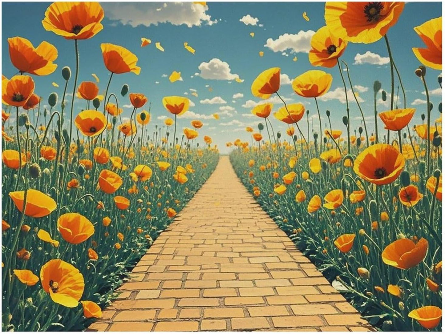 Dog Food Mat Pet Leather Tablecloth Poppies Field Yellow Brick Road Pet Feeding Mat Anti-Slip Dog Bowl Mats Absorbent Pet Placemats for Dogs Protect Floor Dogs Pad for Food and Water