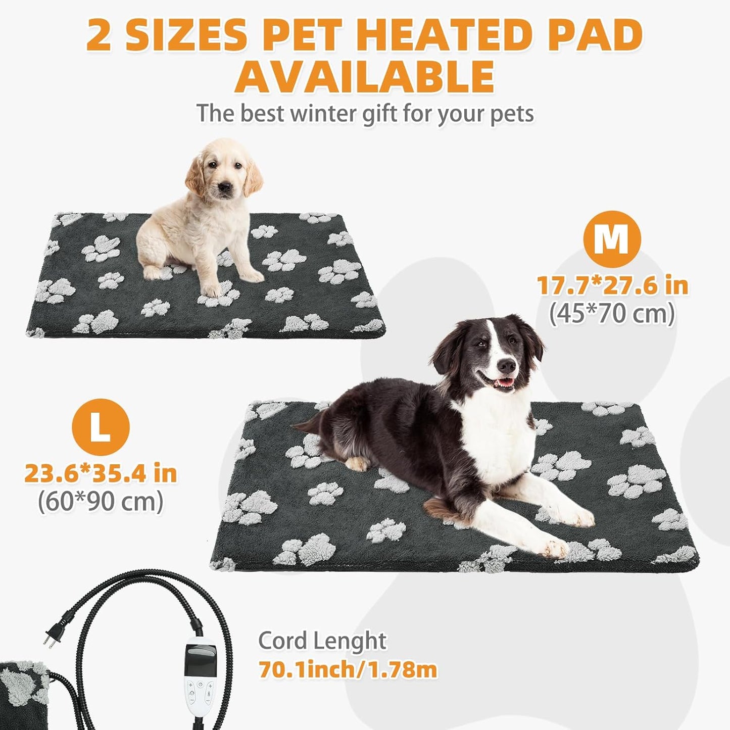 Heated Whelping Pad for Puppy, Dog Heating Pad with Upgraded Smart Thermostat Switch,Warm Crate Mat with Anti-bite Cord Outdoor Indoor,Constant on Function,UL&FCC Dual Certification,18*28in