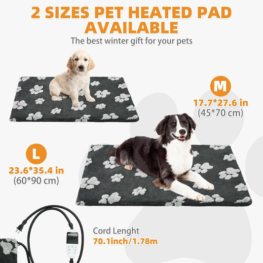 Heated Whelping Pad for Puppy, Dog Heating Pad with Upgraded Smart Thermostat Switch,Warm Crate Mat with Anti-bite Cord Outdoor Indoor,Constant on Function,UL&FCC Dual Certification,18*28in