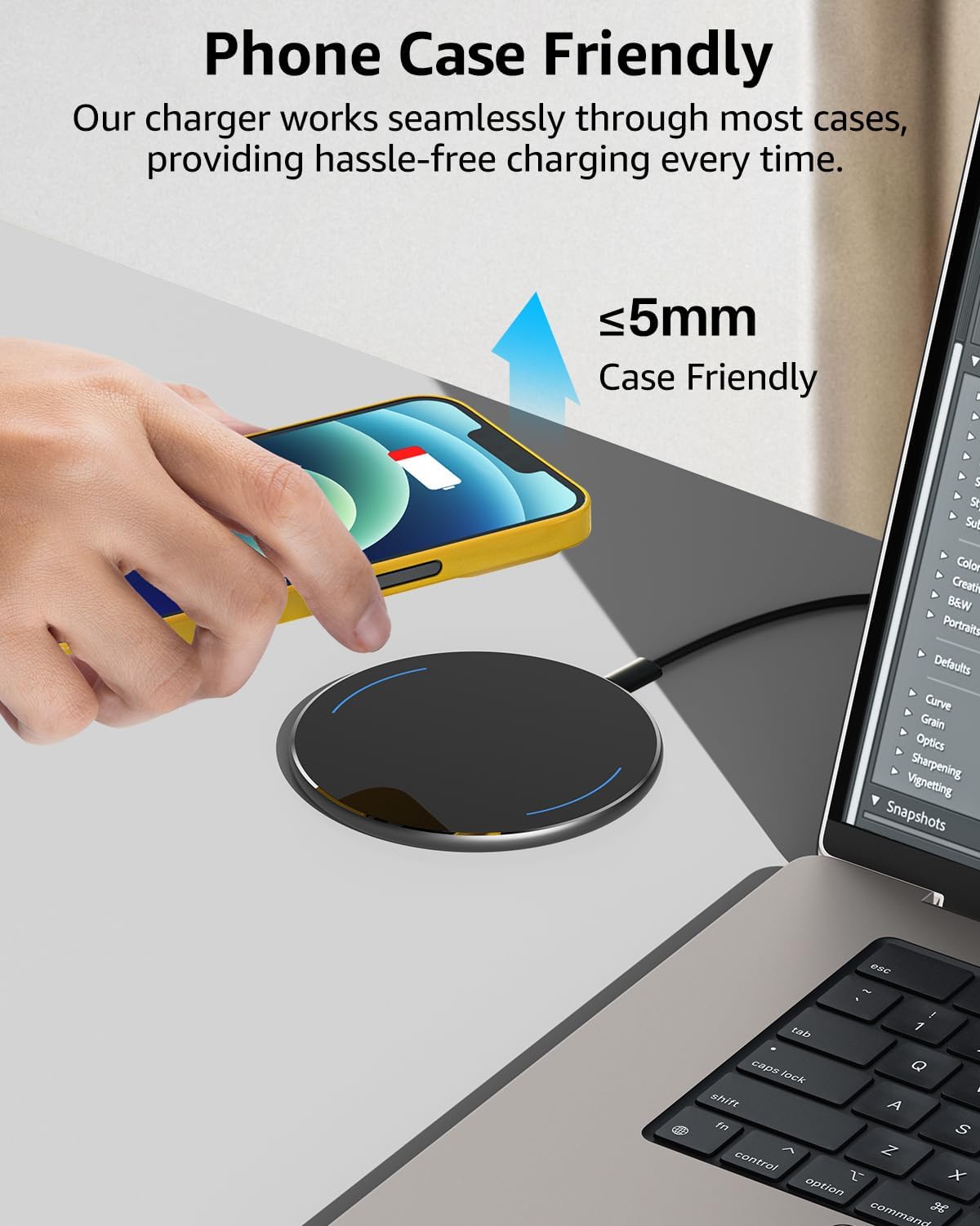 TOZO 2025 W1 New Anti-Slip Wireless Charger 15W Max Fast Wireless Charging Pad Compatible with iPhone 17/16/16 Plus/16 Pro Max /15/14/13/SE Series, Samsung Galaxy S25/S24/S23 Series, Black