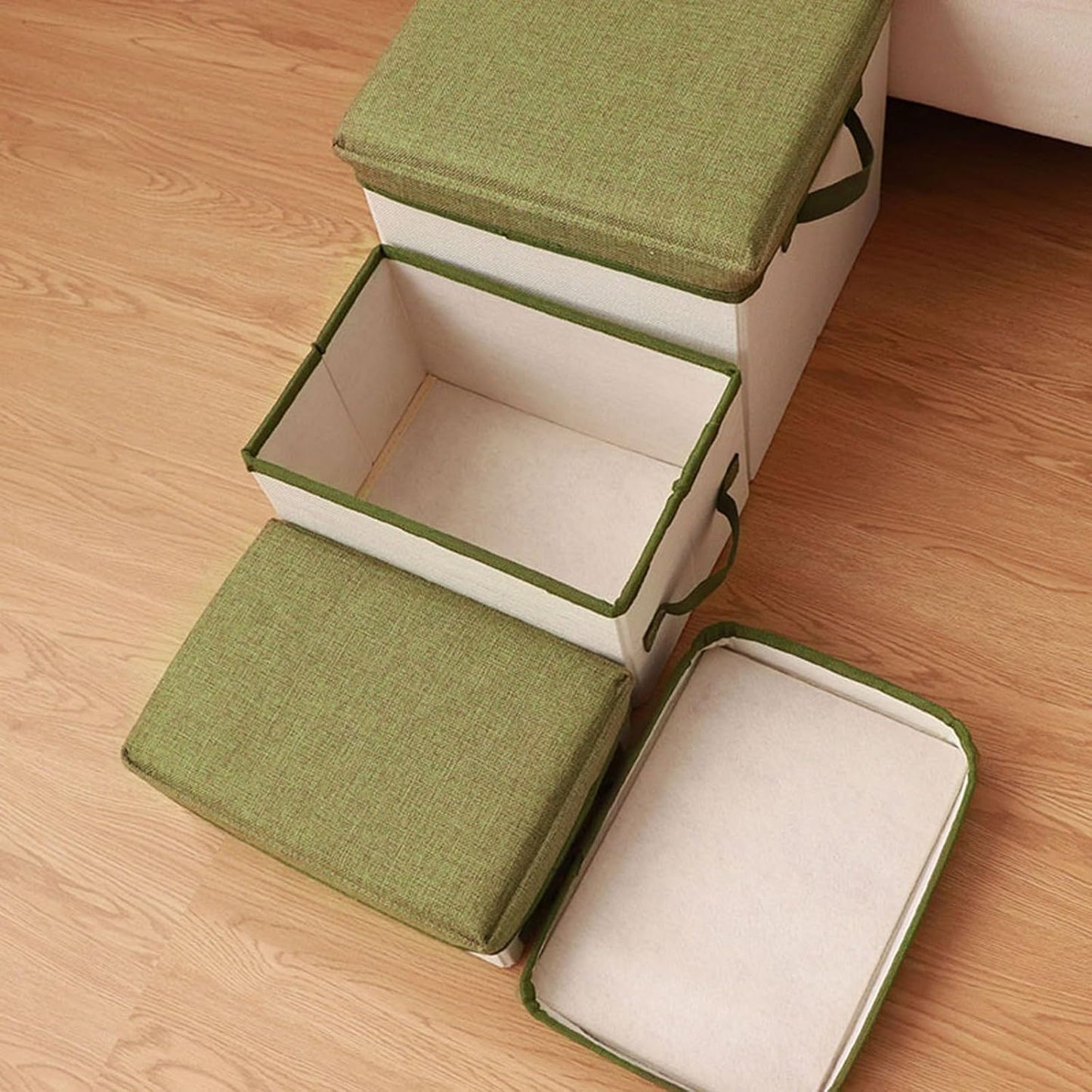 Dog Stairs with Storage Folding Dog Ramp to Bed or Couch, 3-Step Dog Bed Steps Up to 120 lbs