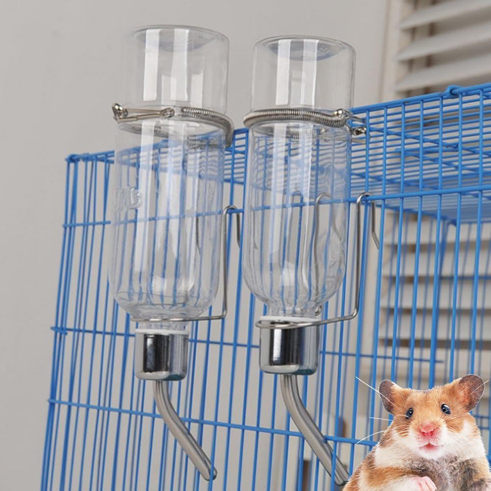 Hamster Water Bottle 350ml Leak-Proof Hanging Drinking Dispenser Clear Automatic Water Fountain for Small Animals Pets Bottle Holder for Bike