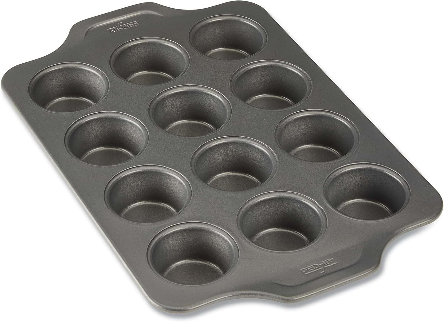 All-Clad Pro-Release Nonstick Bakeware Muffin Pan 12 Cup Oven Safe 450F Half Sheet, Cookie Sheet, Muffin Pan, Cooling & Baking Rack, Round Cake Pan, Loaf Pan, Baking Pan Grey