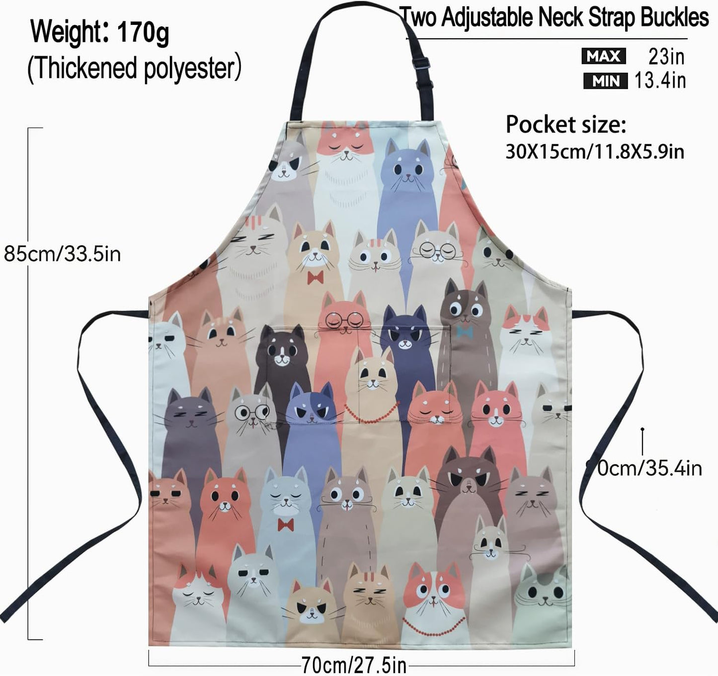 ZiQilin Adjustable Waterproof Kitchen Apron for Women with 2 Pockets Cooking Chef Apron Gardening Funny BBQ Aprons for Men