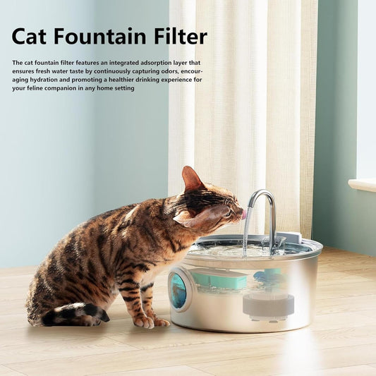 Cat Water Filter, Pet Fountain Replacement Filter, Sponge Filtration Set, Effective Multi-Layer Water Purifier for Indoor Cats Dogs Pet Drinking Fountain Daily Maintenance Home, Easy Installation
