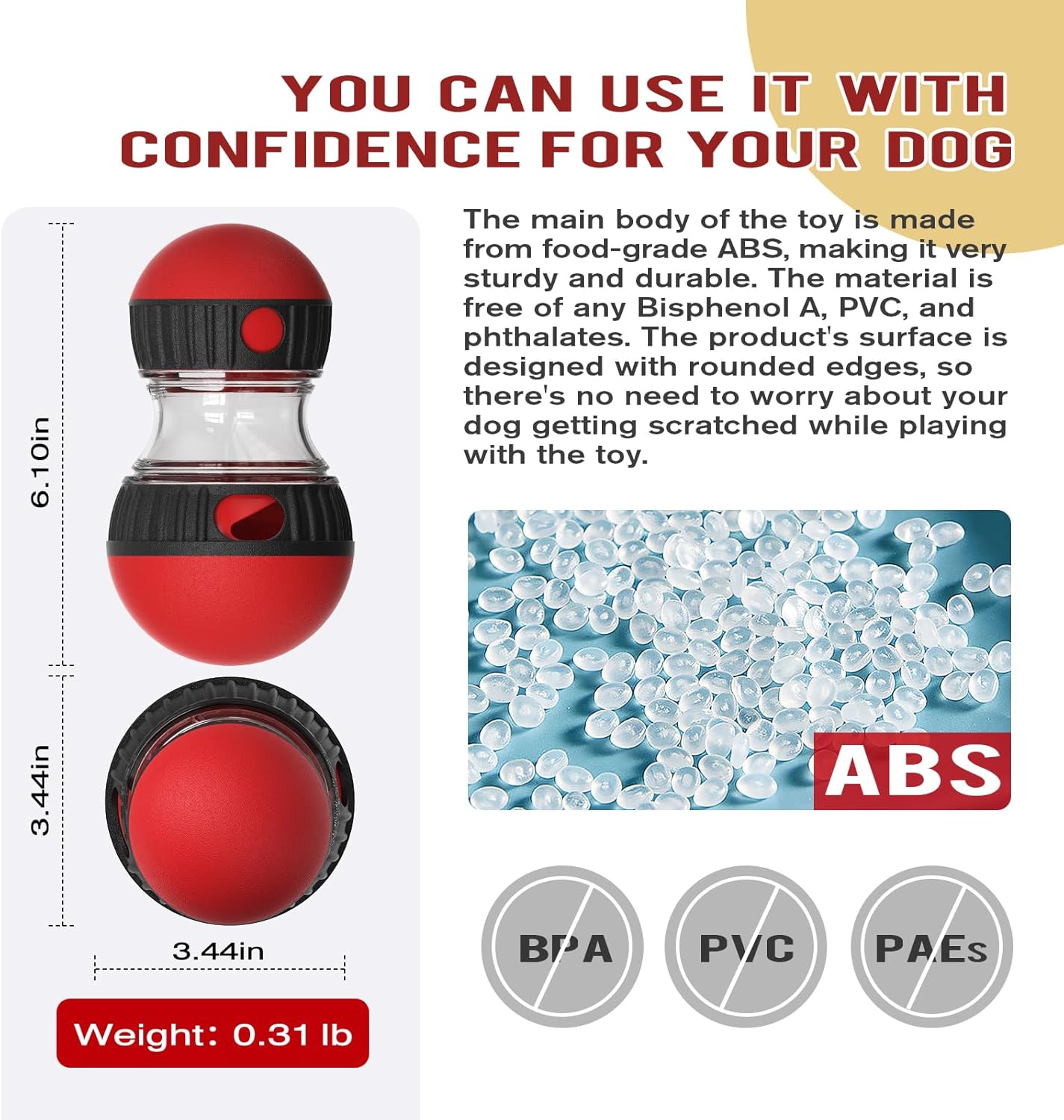 Cognitive Dog Toys,Slow Feeder Interactive Toys,Mushroom Dog Food Dispenser,for Small Dogs,Treat Dispenser Food Puzzle Ball for Mental Stimulation, Red Color
