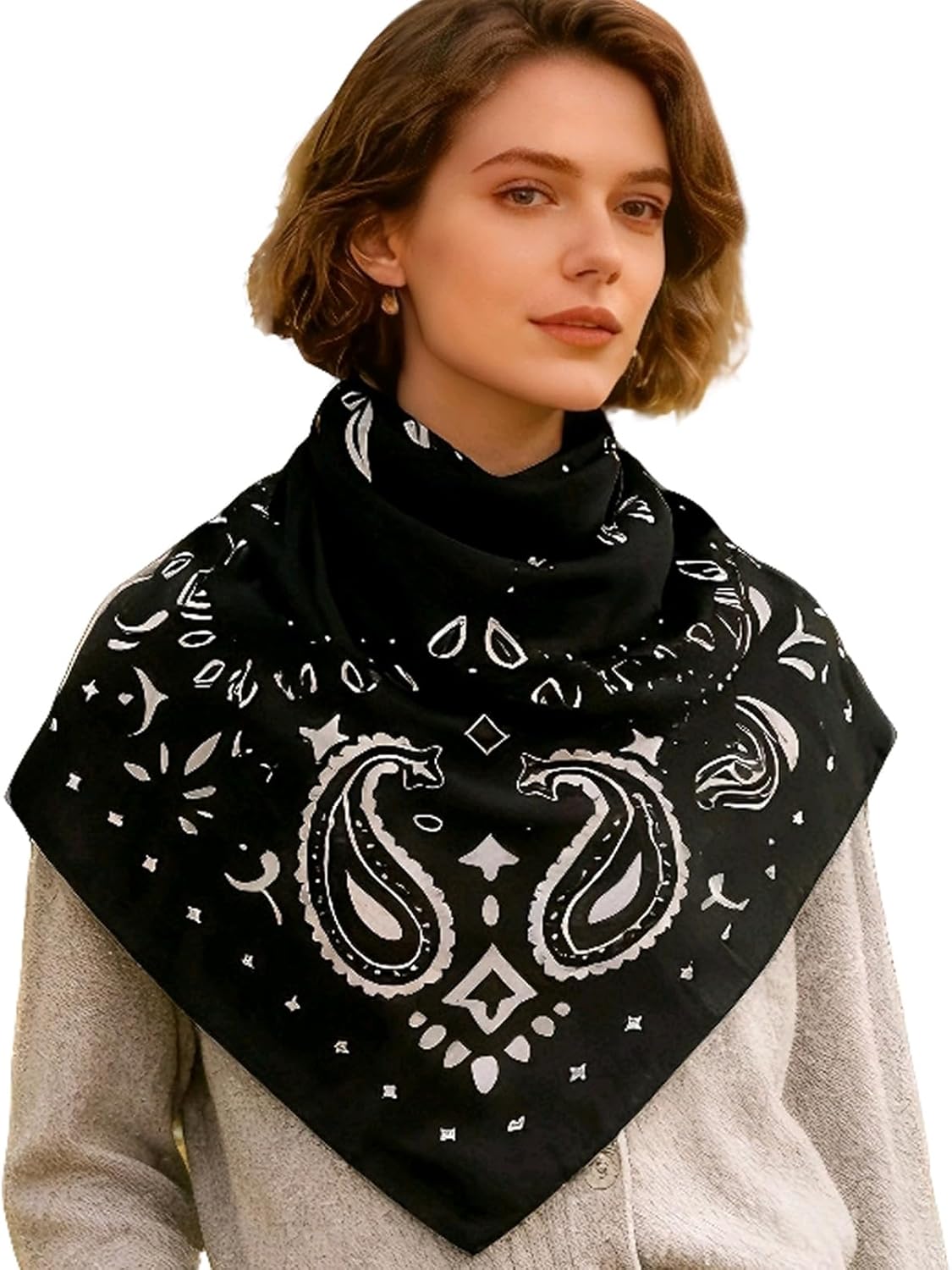 35" Head Scarf Large Square Scarf Like Cotton Hairscarf Fashion Scarves Bandana Night Sleeping Wraps for Women B01