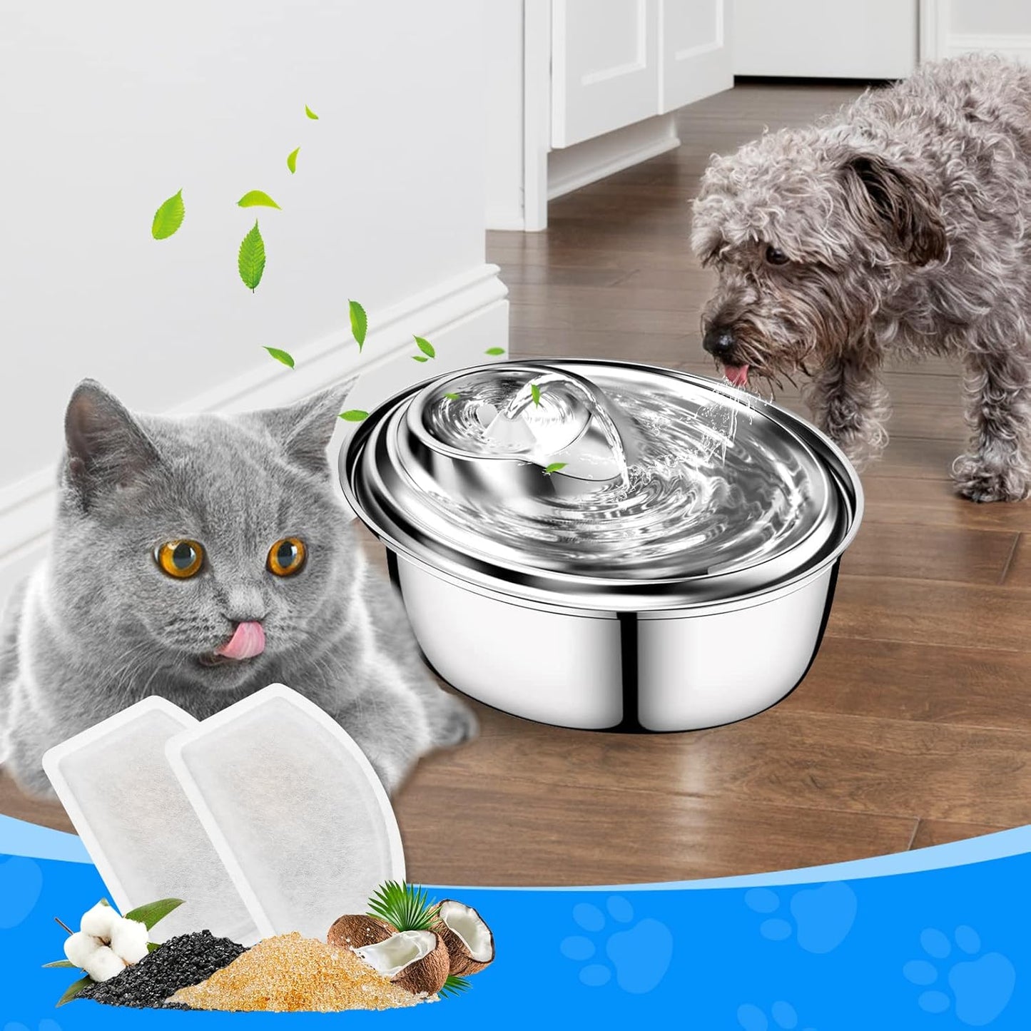 Cat Water Fountain Filter Replacement Compatible with ORSDA D60 100oz/3L, Pet Fountain Filter Replacement for Automatic Pet Dog Water Dispenser 14 Pack