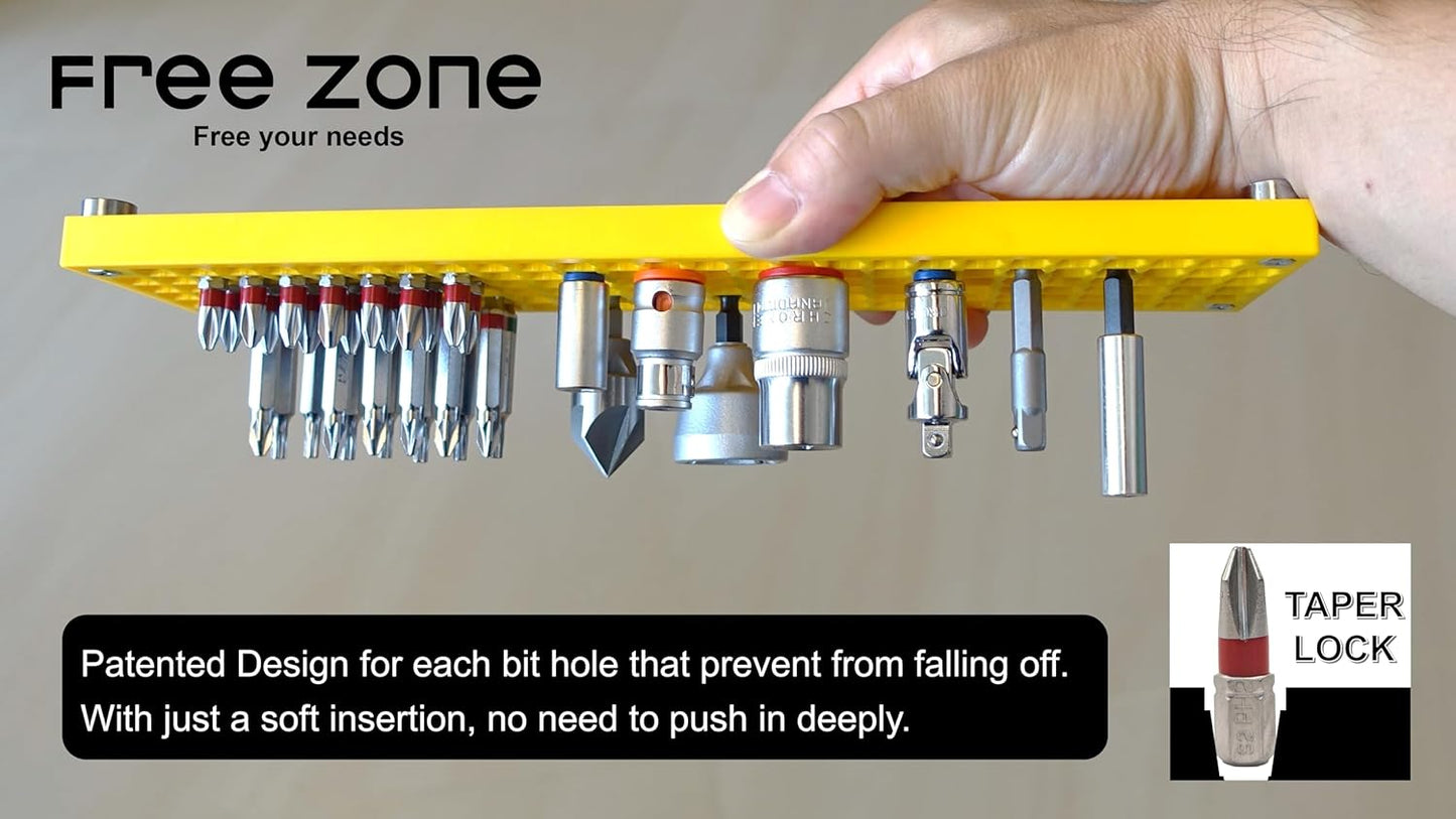 FREE ZONE Bit Organizer Set (Black) – 158-Hole Bit Storage – 1/4" Hex Bits & Drive Bits Adapter Storage – Toolbox Storage (Tools Not Included)