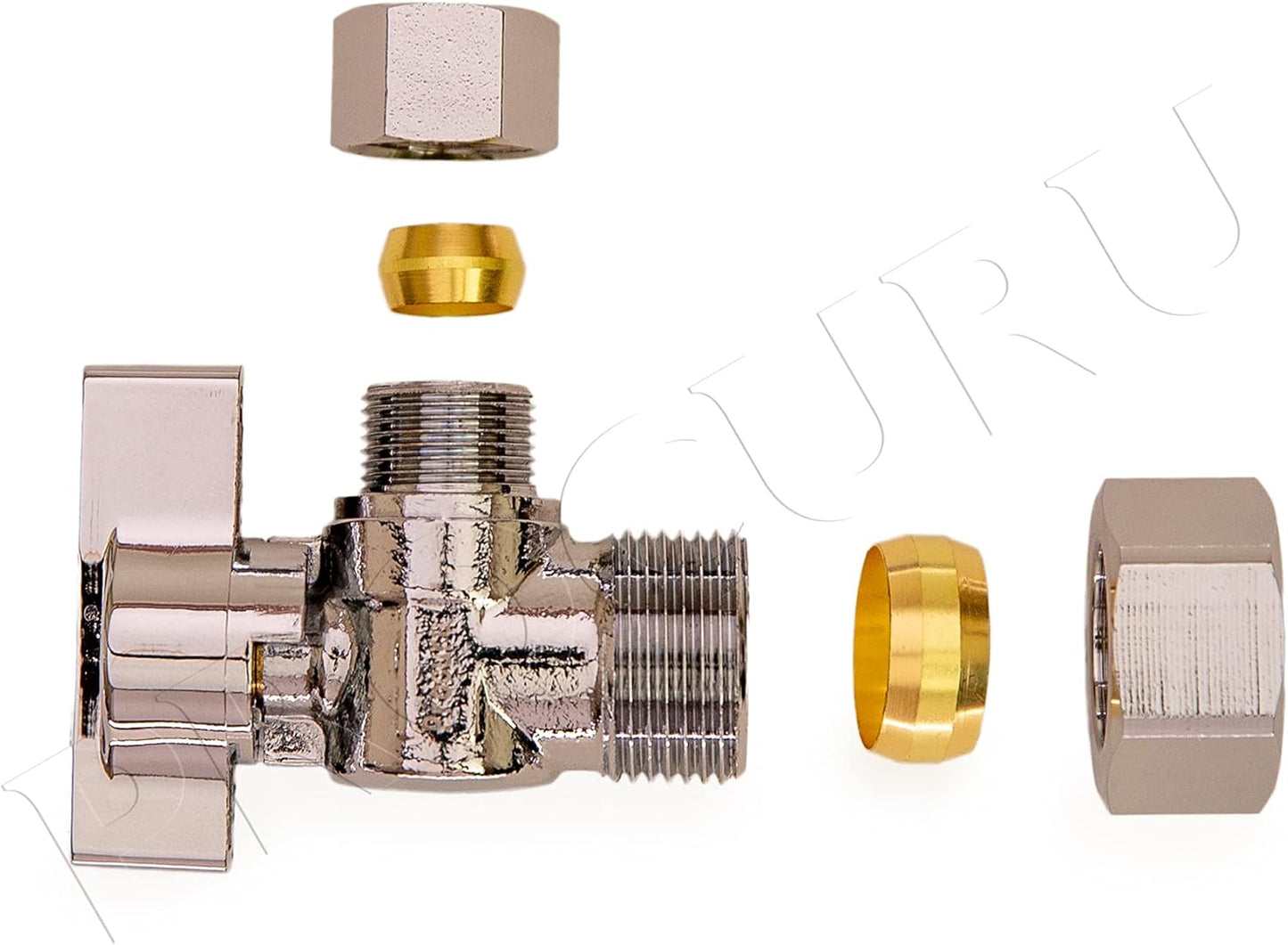 [10-Pack] PROCURU Heavy Duty Angle Stop Valve 1/2" Nominal (5/8" OD) Compression x 3/8" OD, 1/4-Turn Operation (PCAS12-10P)