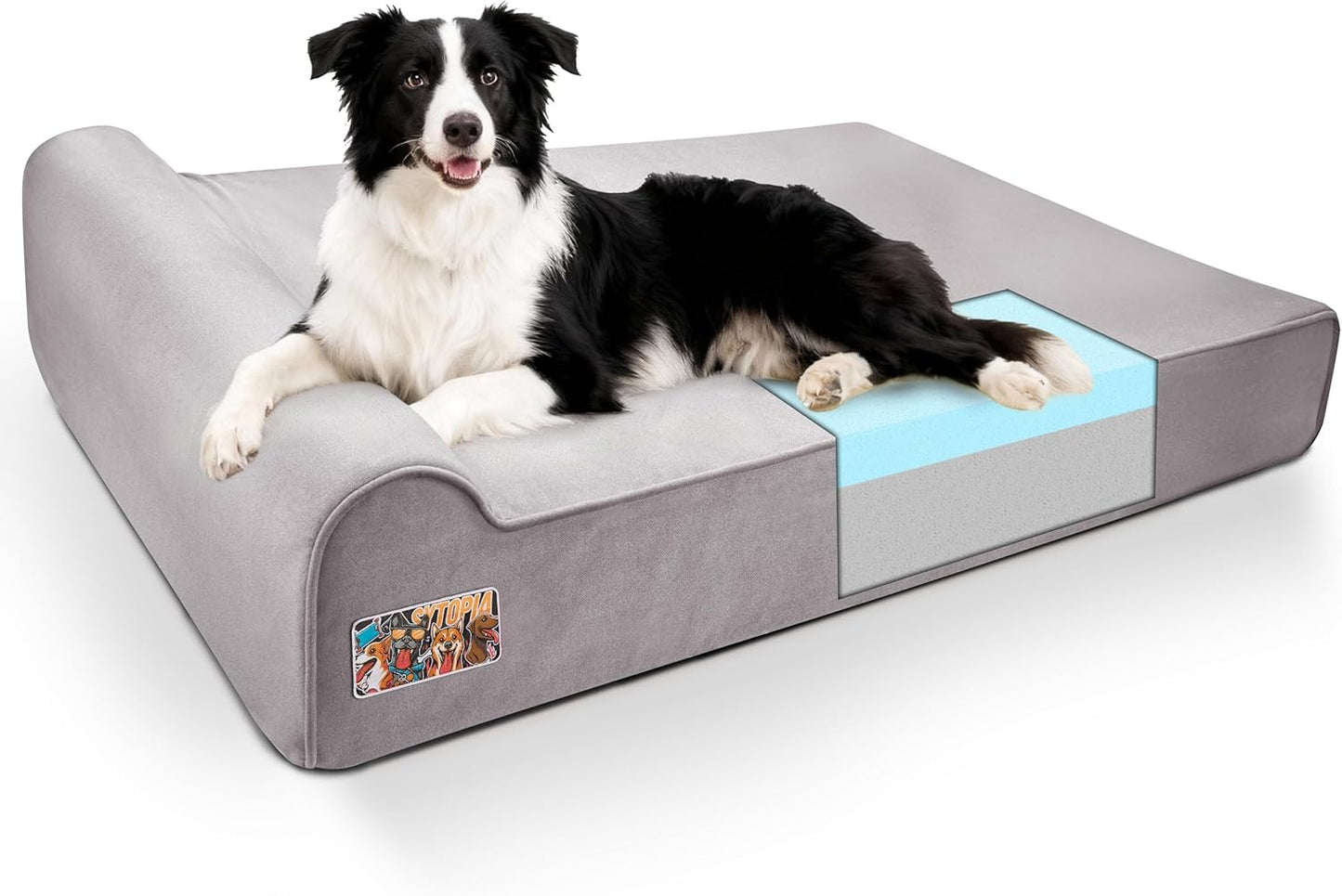 Sytopia XL 35D Memory Foam Dog Bed for Large Dogs – 7" Thick Orthopedic Pet Couch for Seniors and Big Breeds up to 120 Pounds, with Water-Resistant Liner & Washable Cover