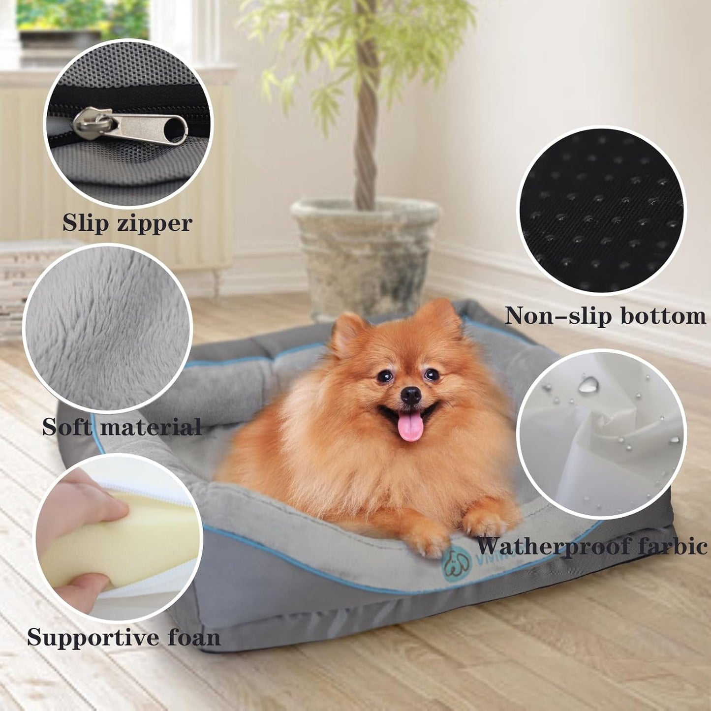 Orthopedic Dog Bed for Small Dogs,Waterproof Small Size Dog Sofa,Supportive Foam Pet Couch with Removable Cover,Non-Slip Bottom and Waterproof Lining,Machine Washable