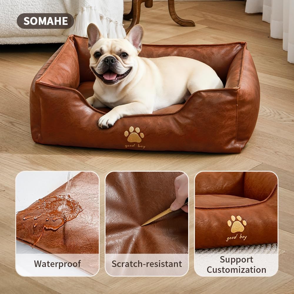 Orthopedic Dog Beds for Small Medium Dogs, Waterproof Pet Bed with Sides, Durable Pet Bed Puppy Bed with Anti-Slip Bottom 24 × 18 × 9 inch Grey