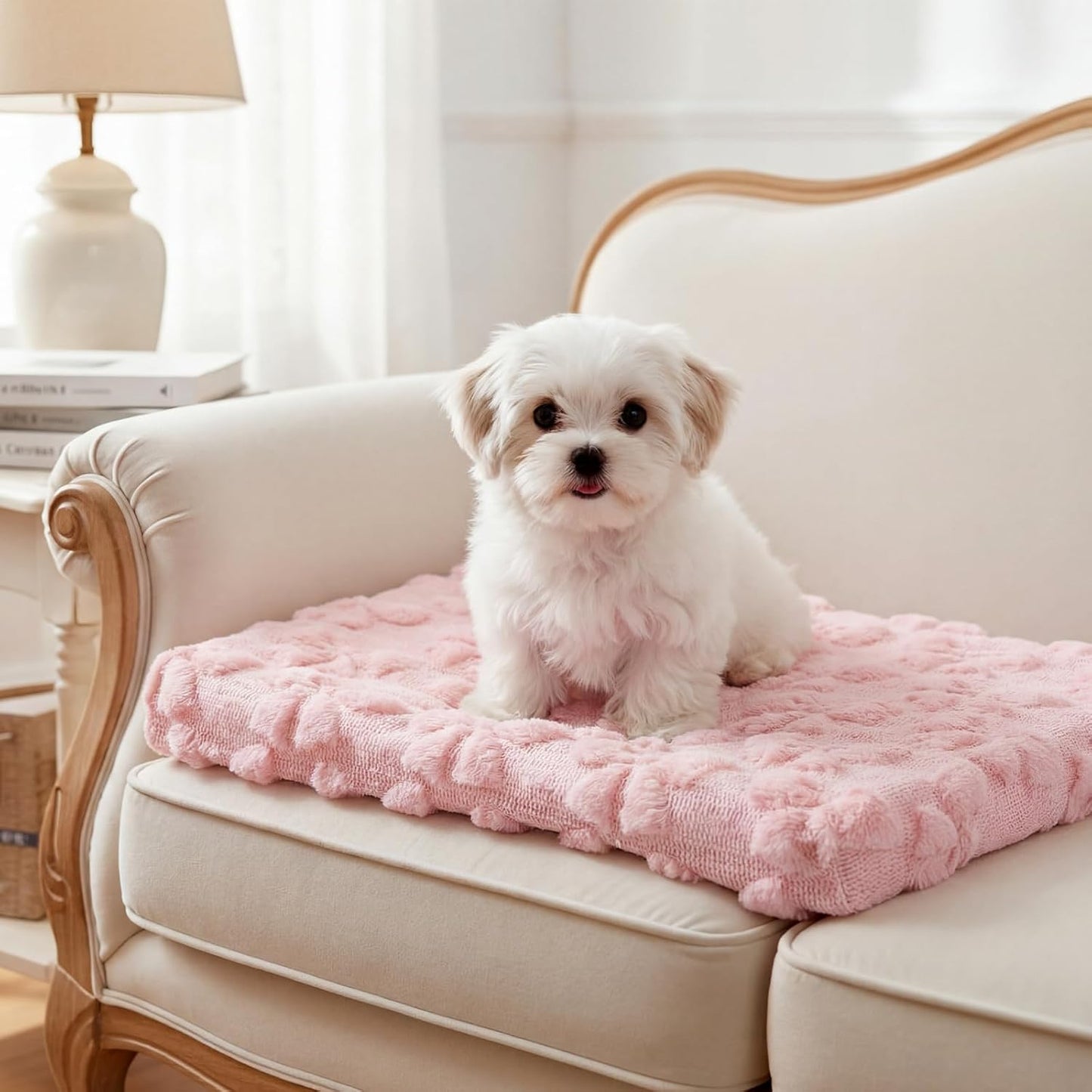 Geelin Pink Bow Dog Bed Mat Cute Dog Crate Pad with Removable Washable Cover Double Sided Cool and Warm 24 x 18.1 x 3 Inch Pink Puppy Bed