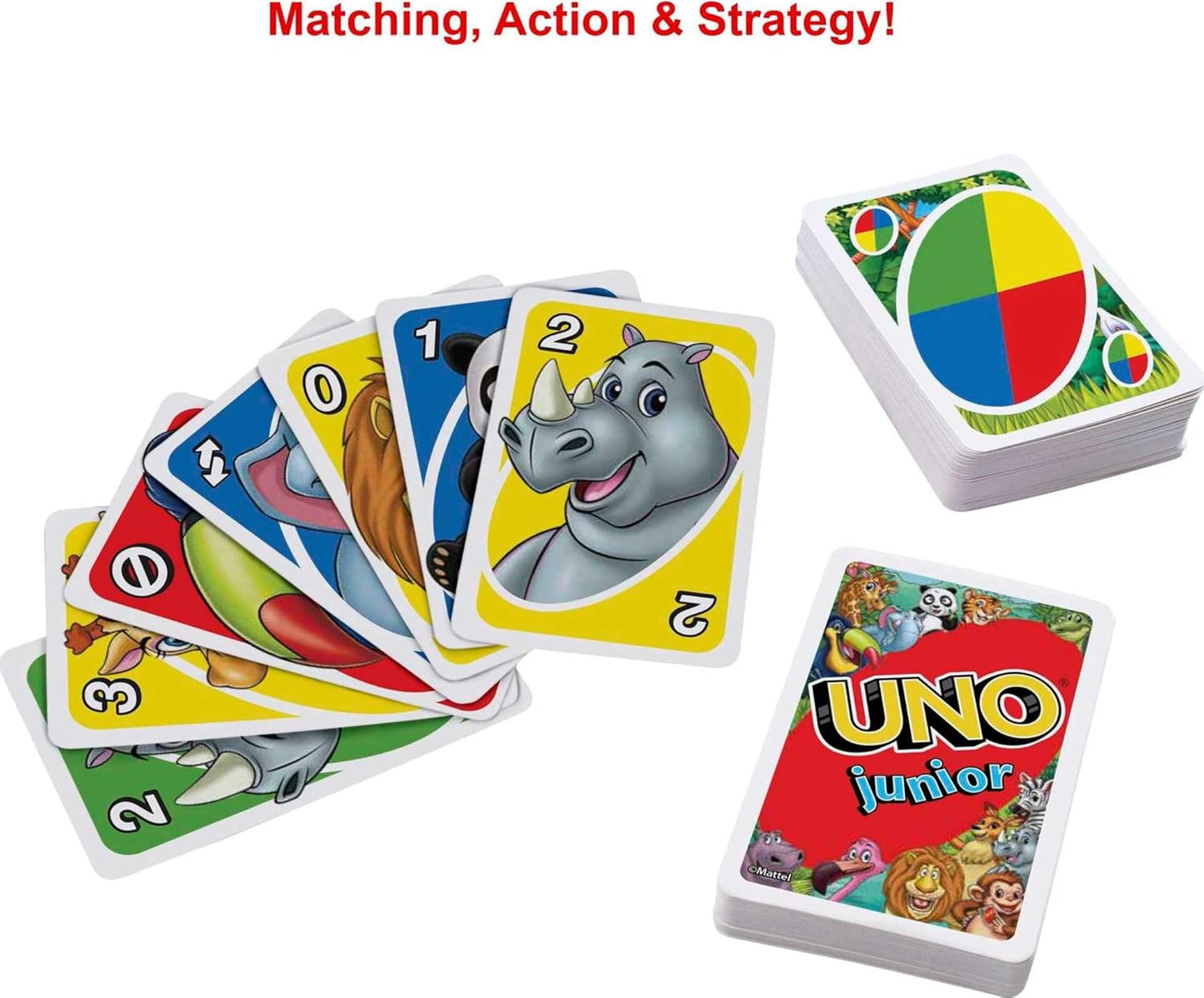 Mattel Games UNO Junior Card Game with 45 Cards, Gift for Kids 3 Years Old & Up