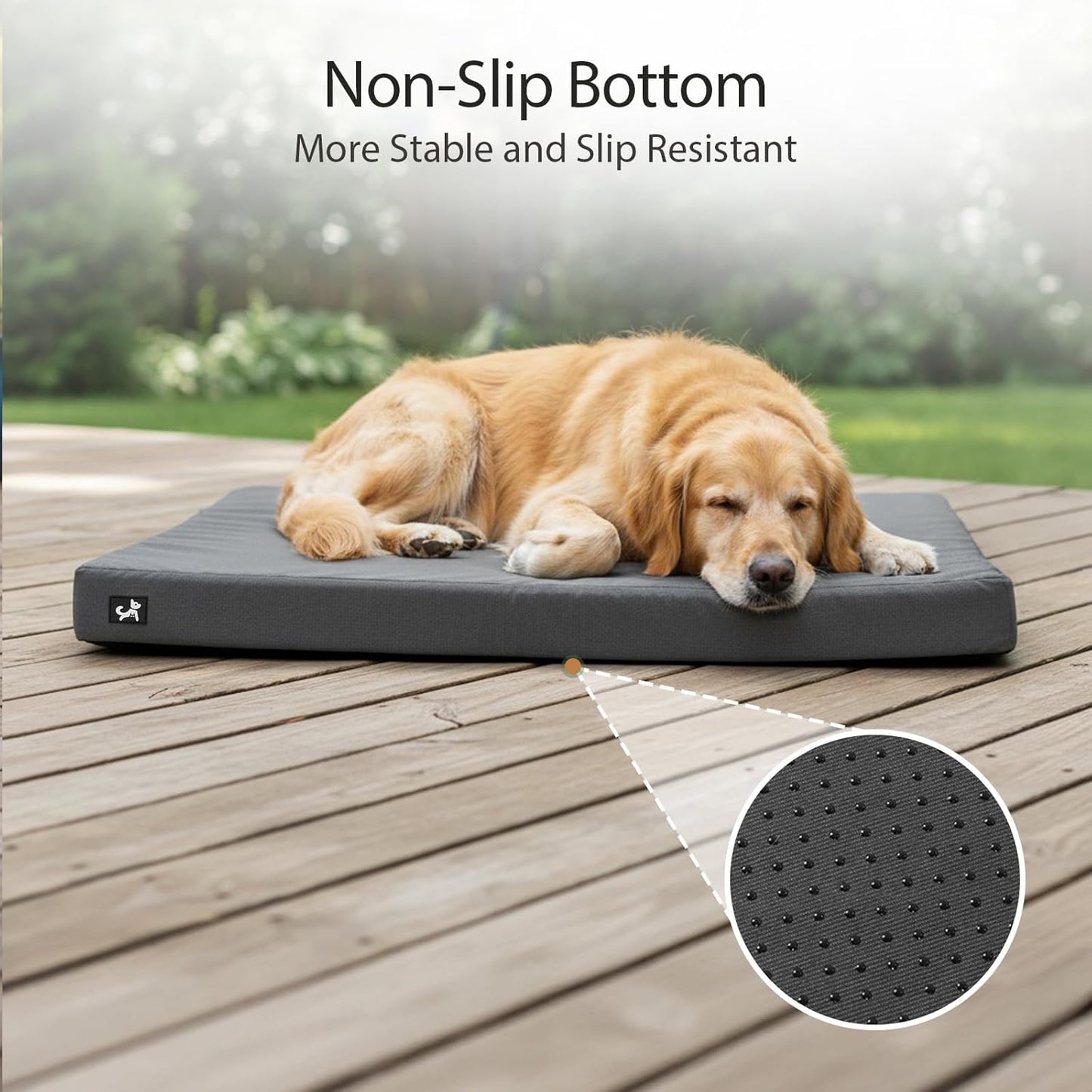 Sytopia 42 Inch Indestructible Dog Beds for Large Dogs, XL Canvas Outdoor Chew Proof Dog Bed, Waterproof & Washable Orthopedic Crate Bed with Non-Slip Bottom, Dark Grey