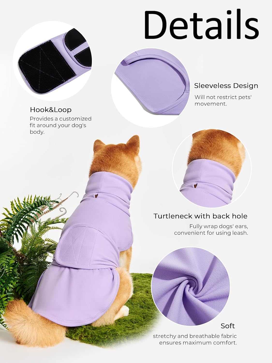 Dog Anxiety Calming Vest Adjustable Turtleneck Thunder Shirt Jacket for Fireworks, Separation, Vet Visits, Pet Hoodie for Large Medium Dogs